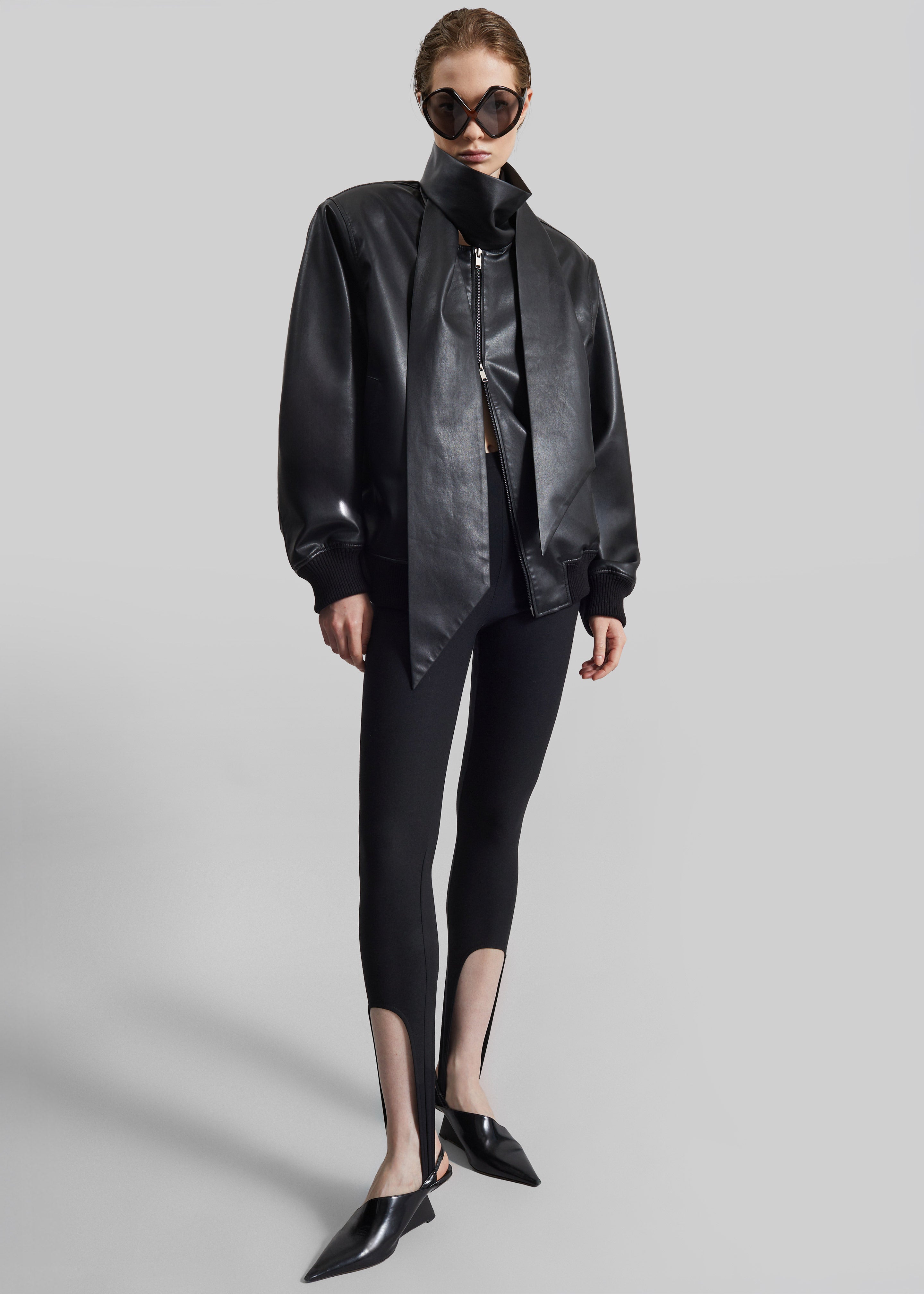 Hirson Faux Leather Scarf Jacket - Black – The Frankie Shop