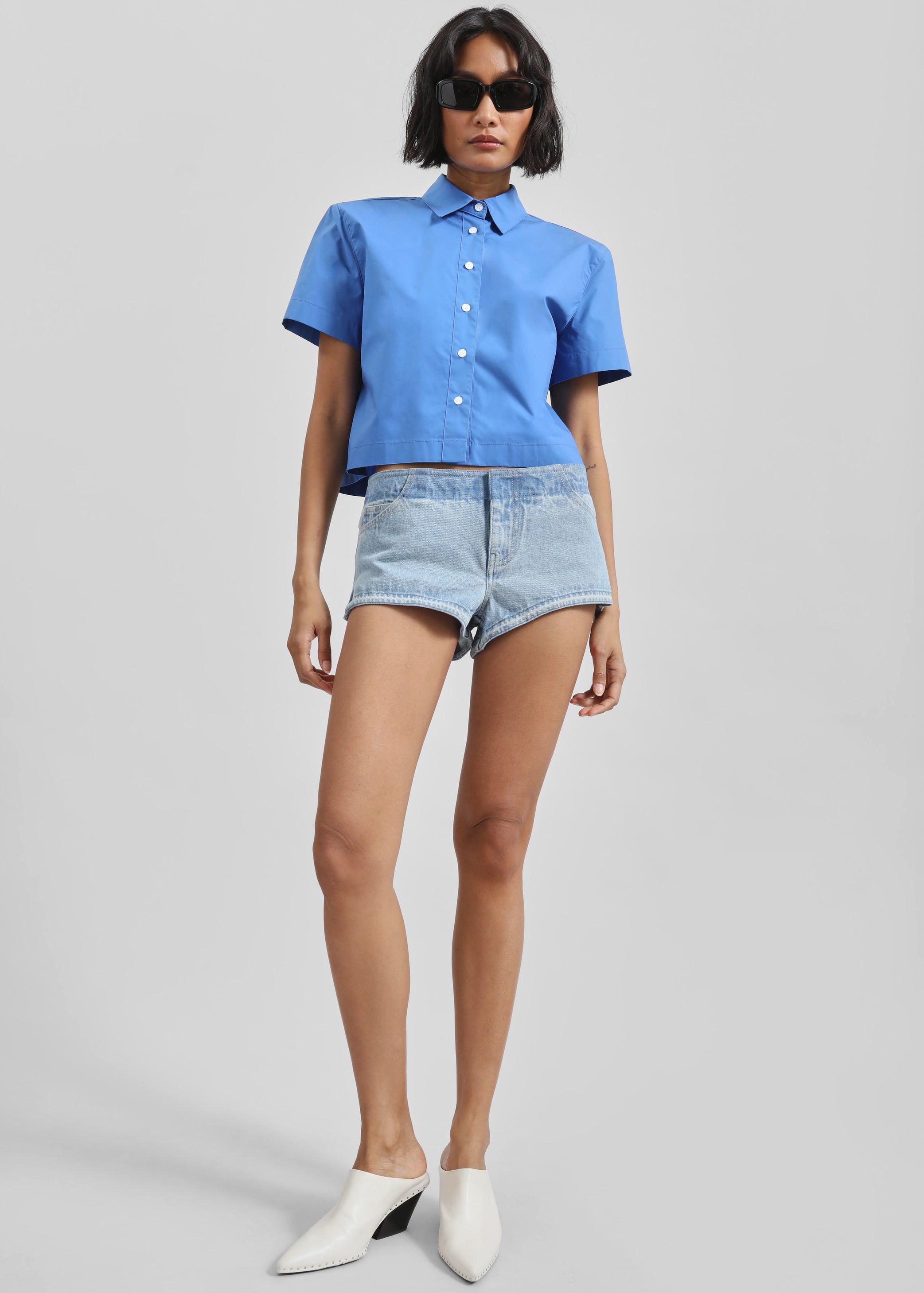 Shop the look image for Christopher Esber Reconstruct Denim Micro Shorts - Indigo