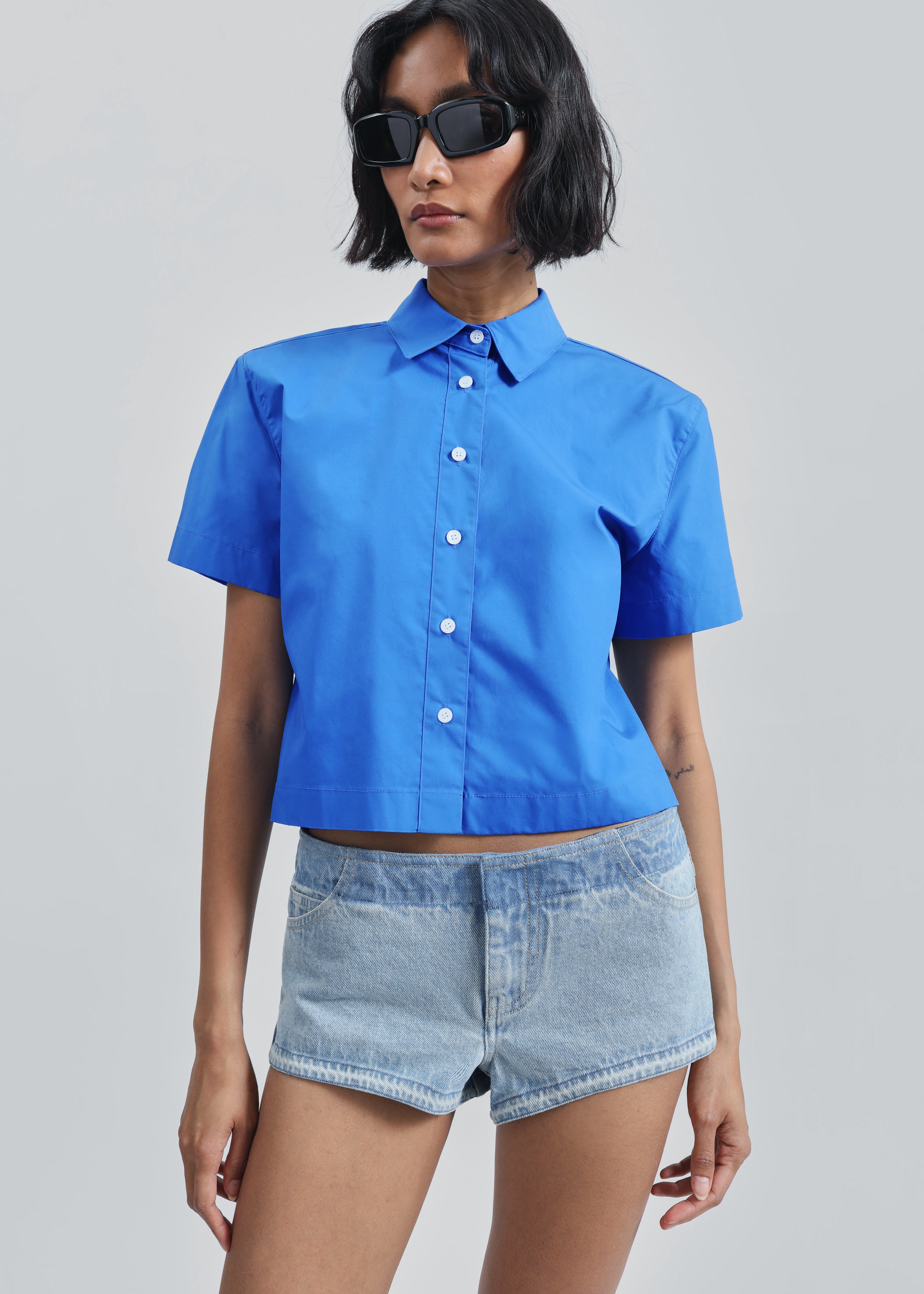 Hiva Cropped Shirt - Cobalt - 1