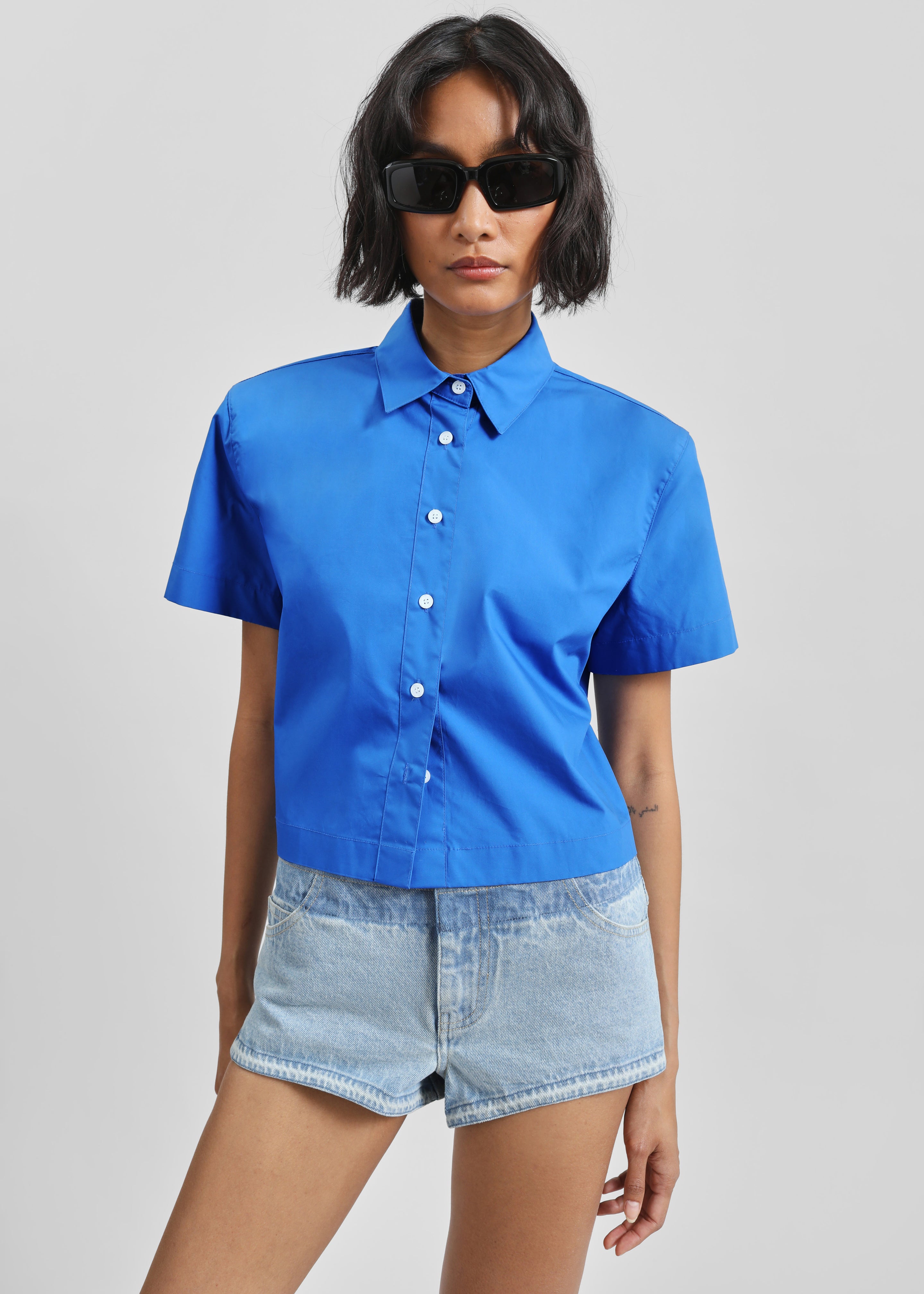 Hiva Cropped Shirt - Cobalt - 4