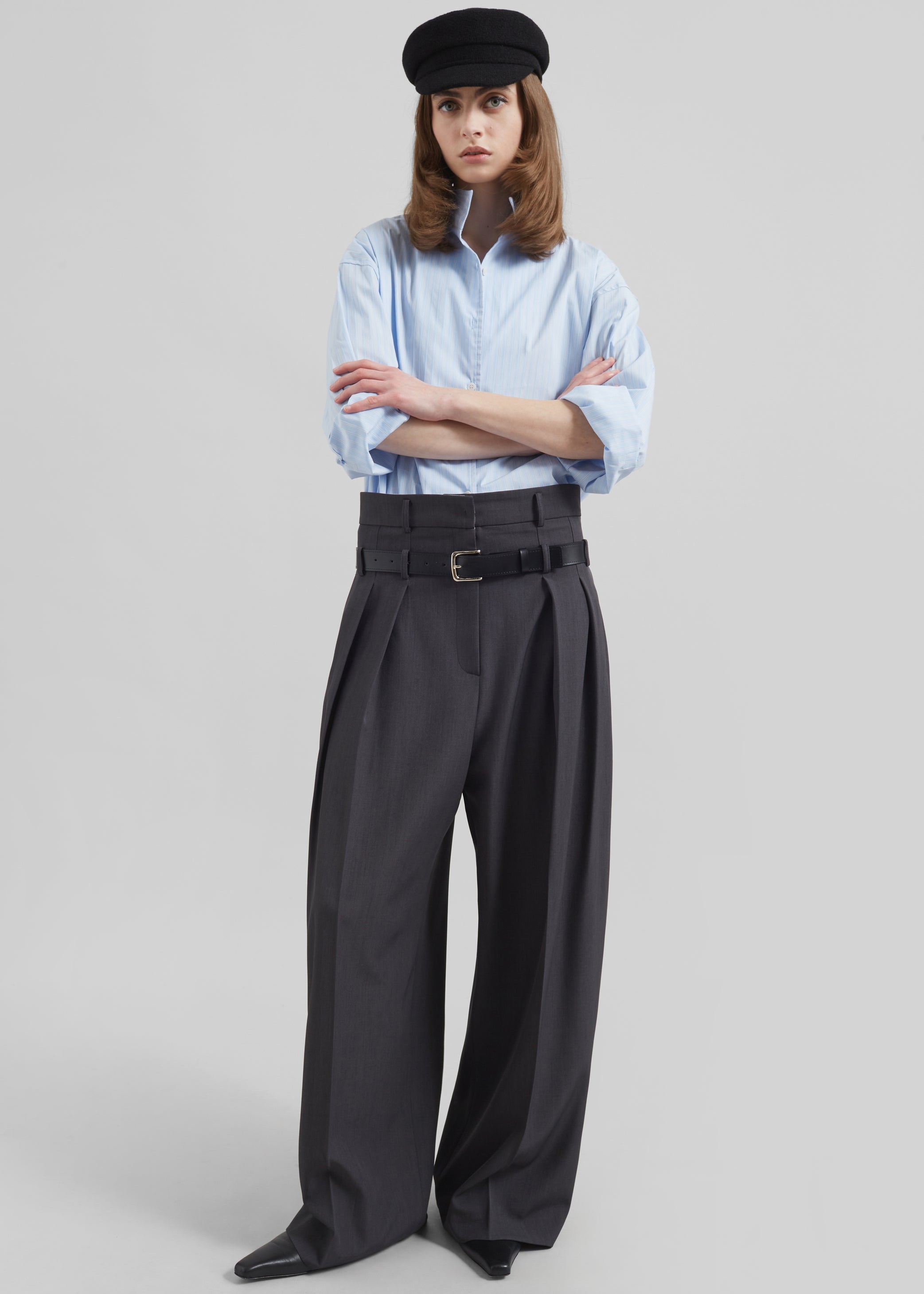 Shop the look image for Hobart Double Belt Loop Trousers - Dark Grey