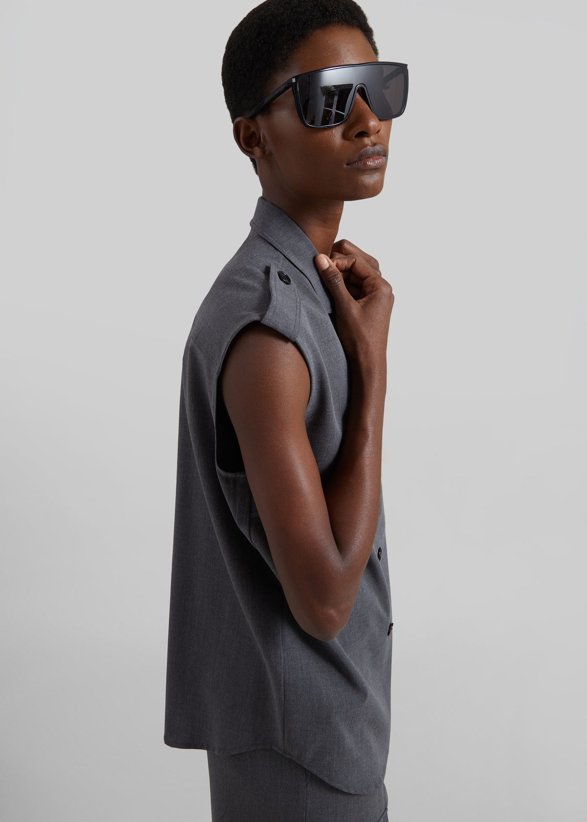 Holborn Double-Breasted Vest - Grey Melange - 6