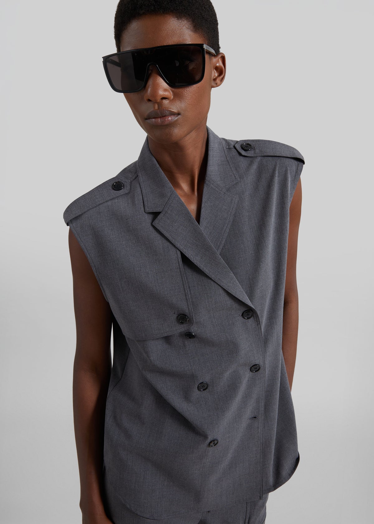 Holborn Double-Breasted Vest - Grey Melange - 1