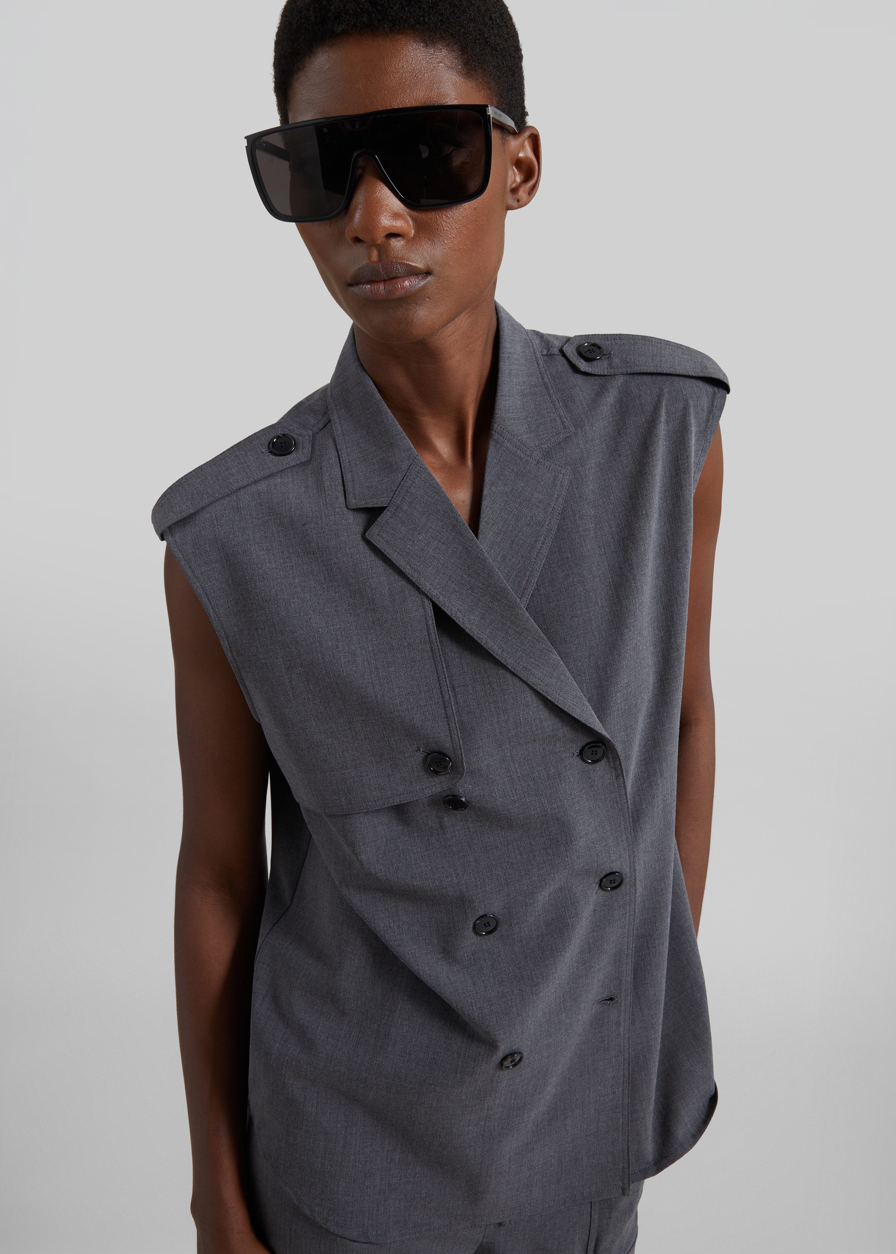 Holborn Double-Breasted Vest - Grey Melange - 1