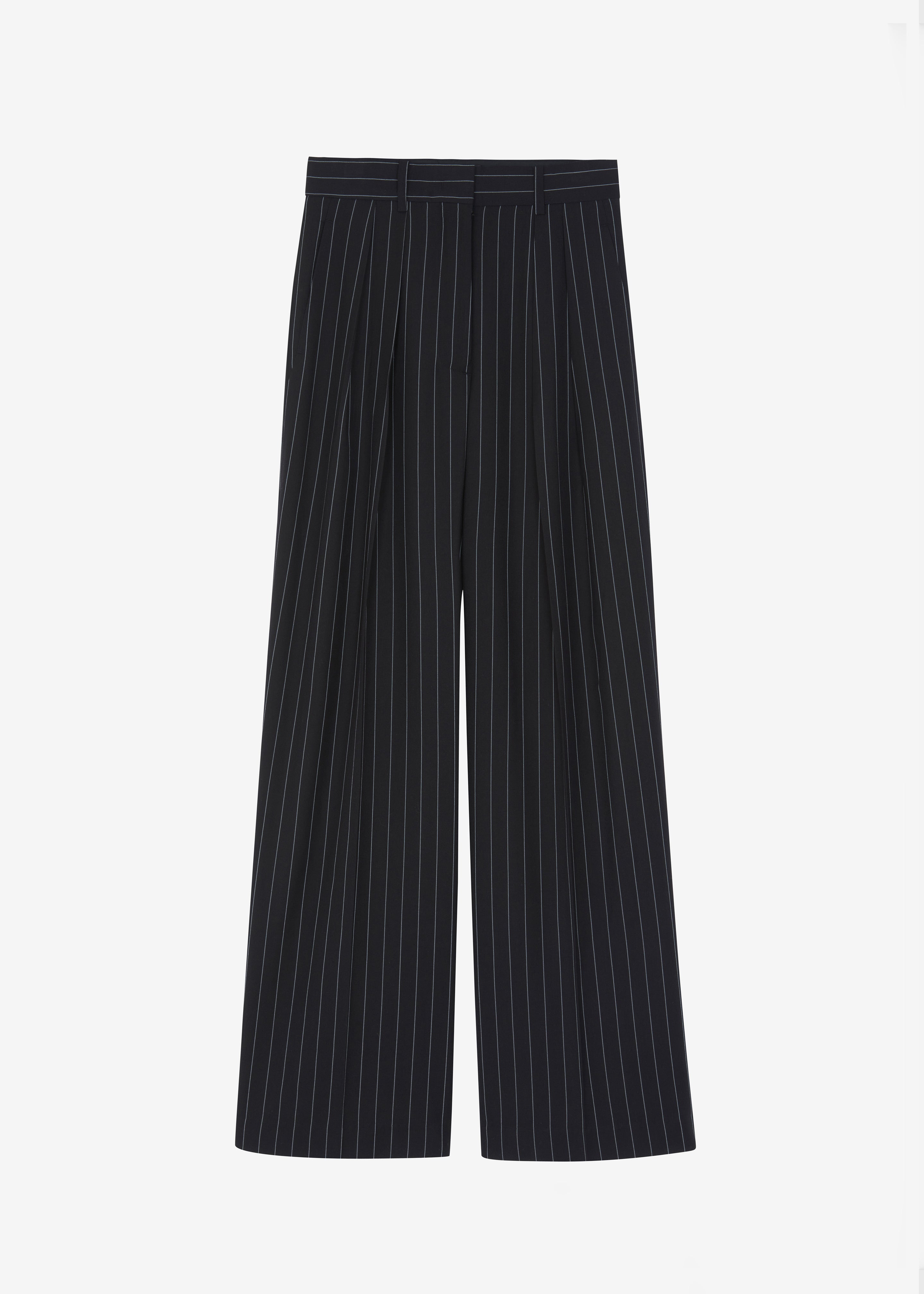Holland Pleated Trousers - Black/White Pinstripe - 9