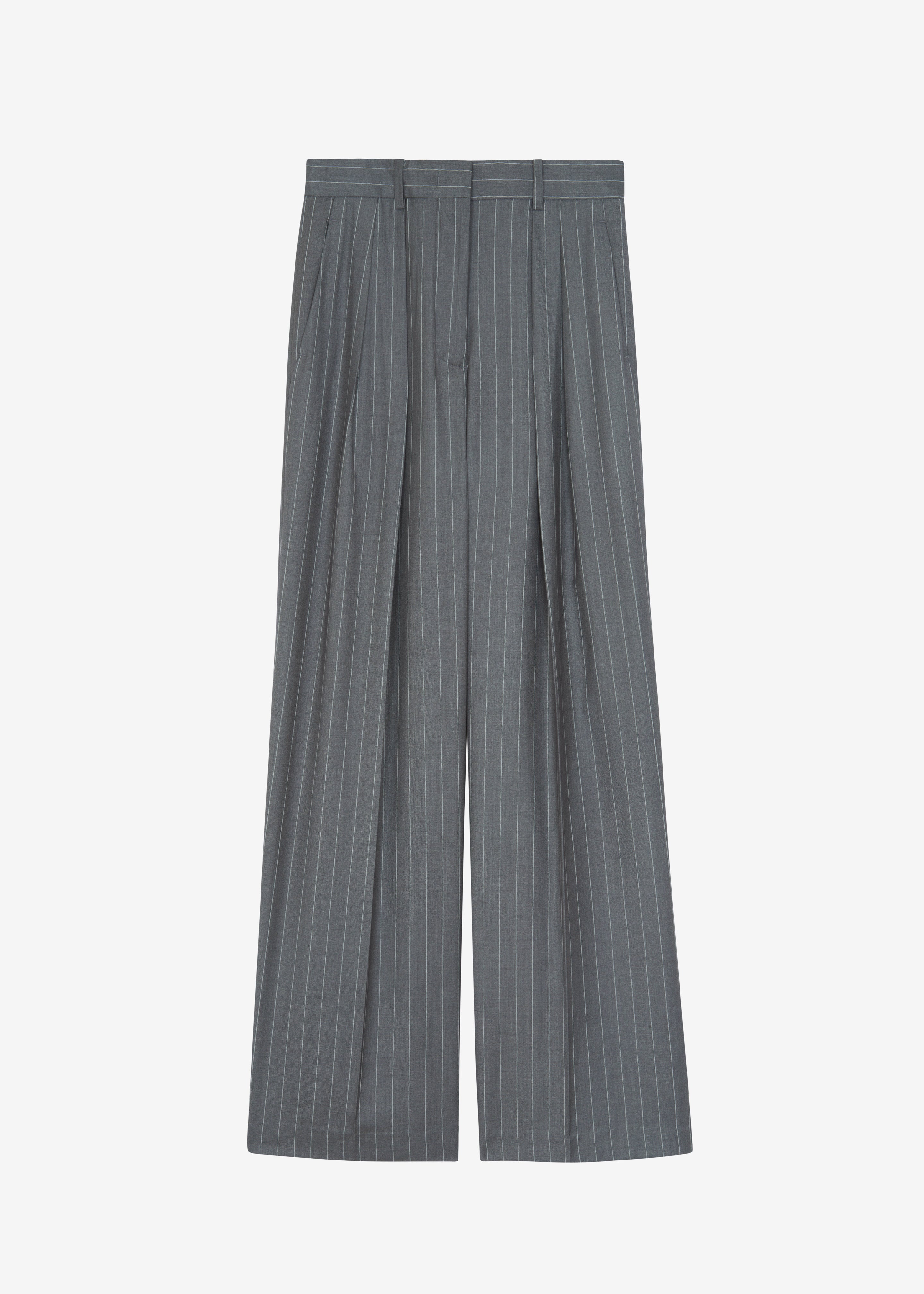 Holland Pleated Trousers - Charcoal/White Pinstripe - 8