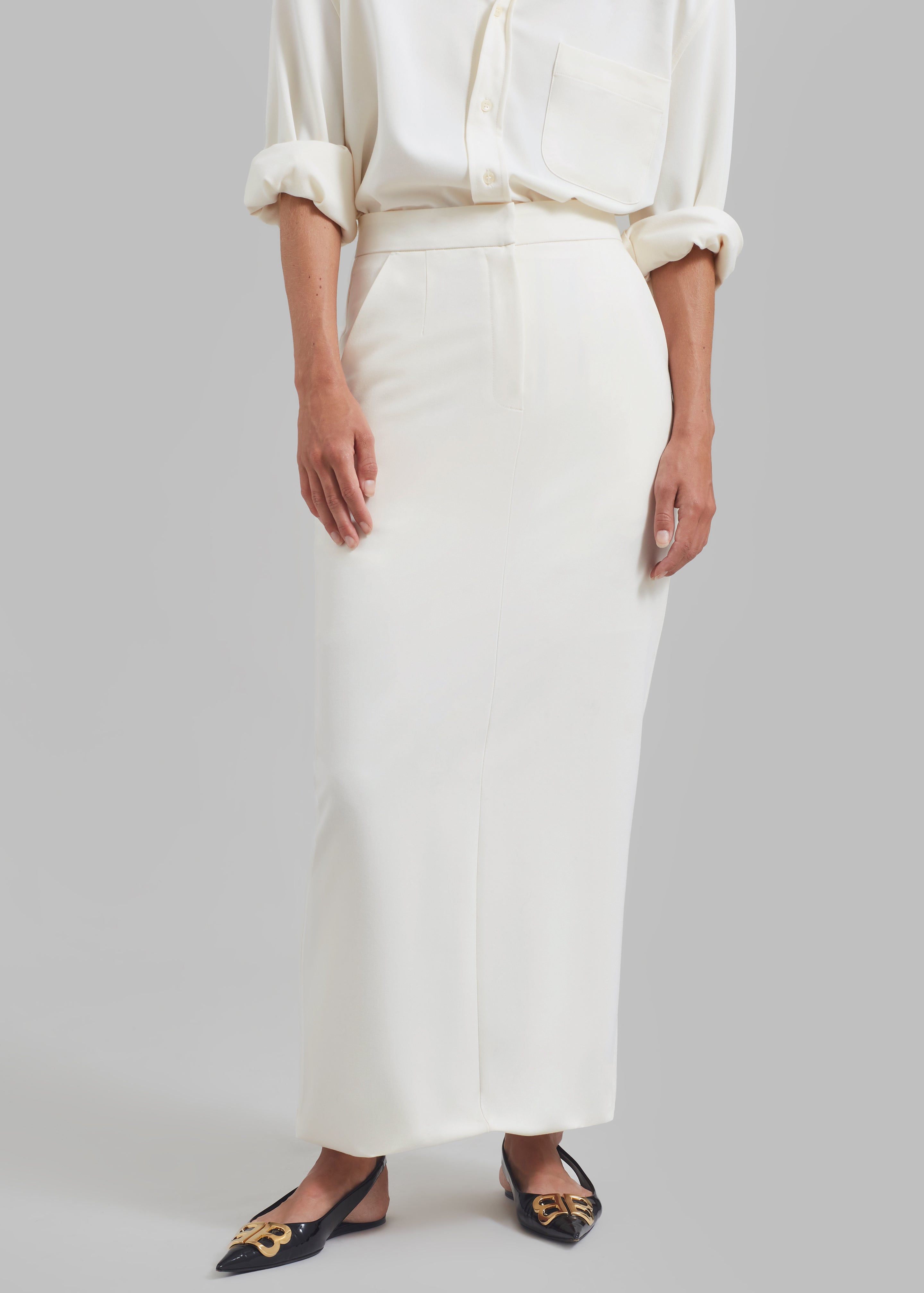 Hollis Back Slit Skirt - Ivory – The Frankie Shop