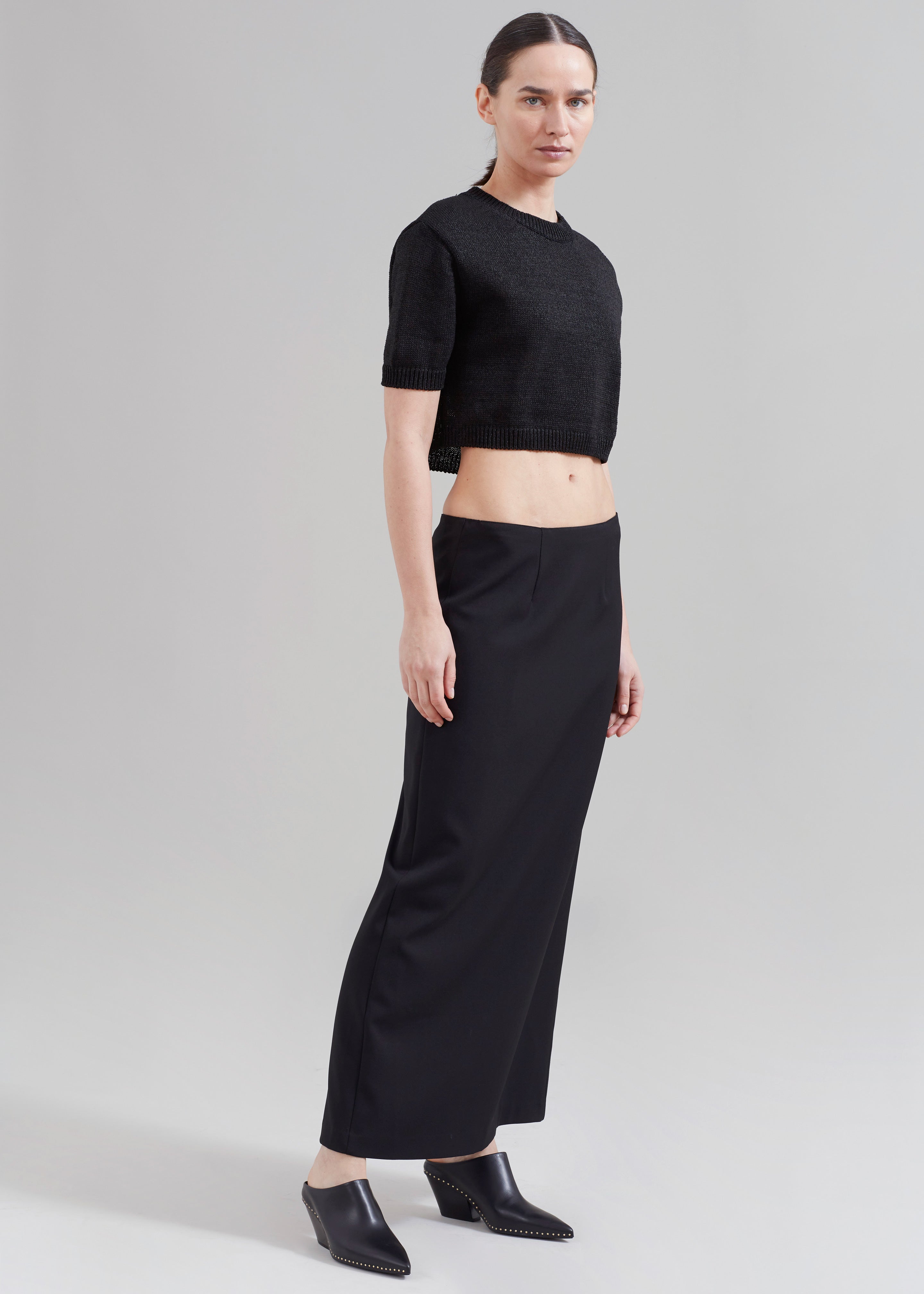 Holly Cropped Knit Top - Black - 4