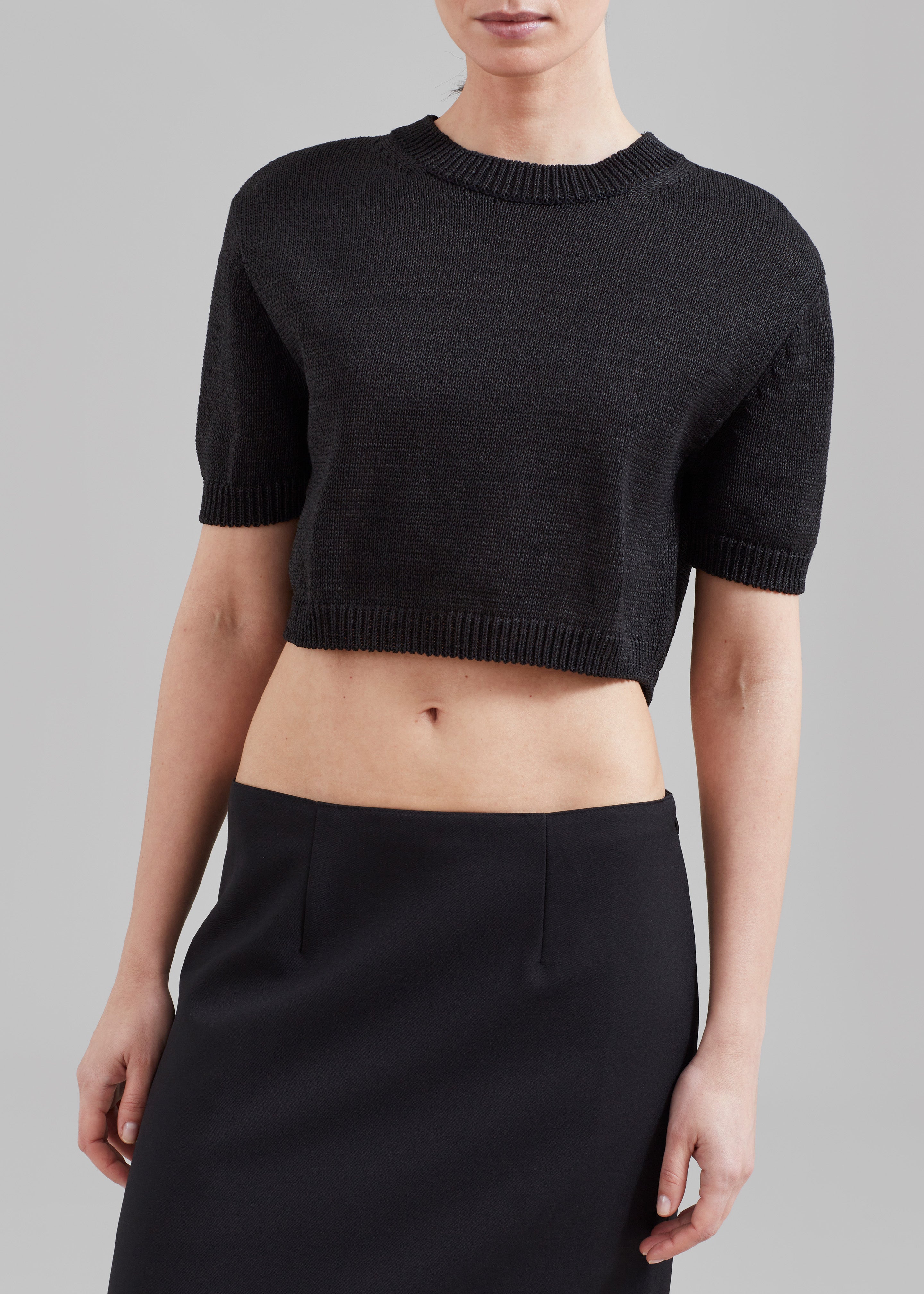 Holly Cropped Knit Top - Black – The Frankie Shop