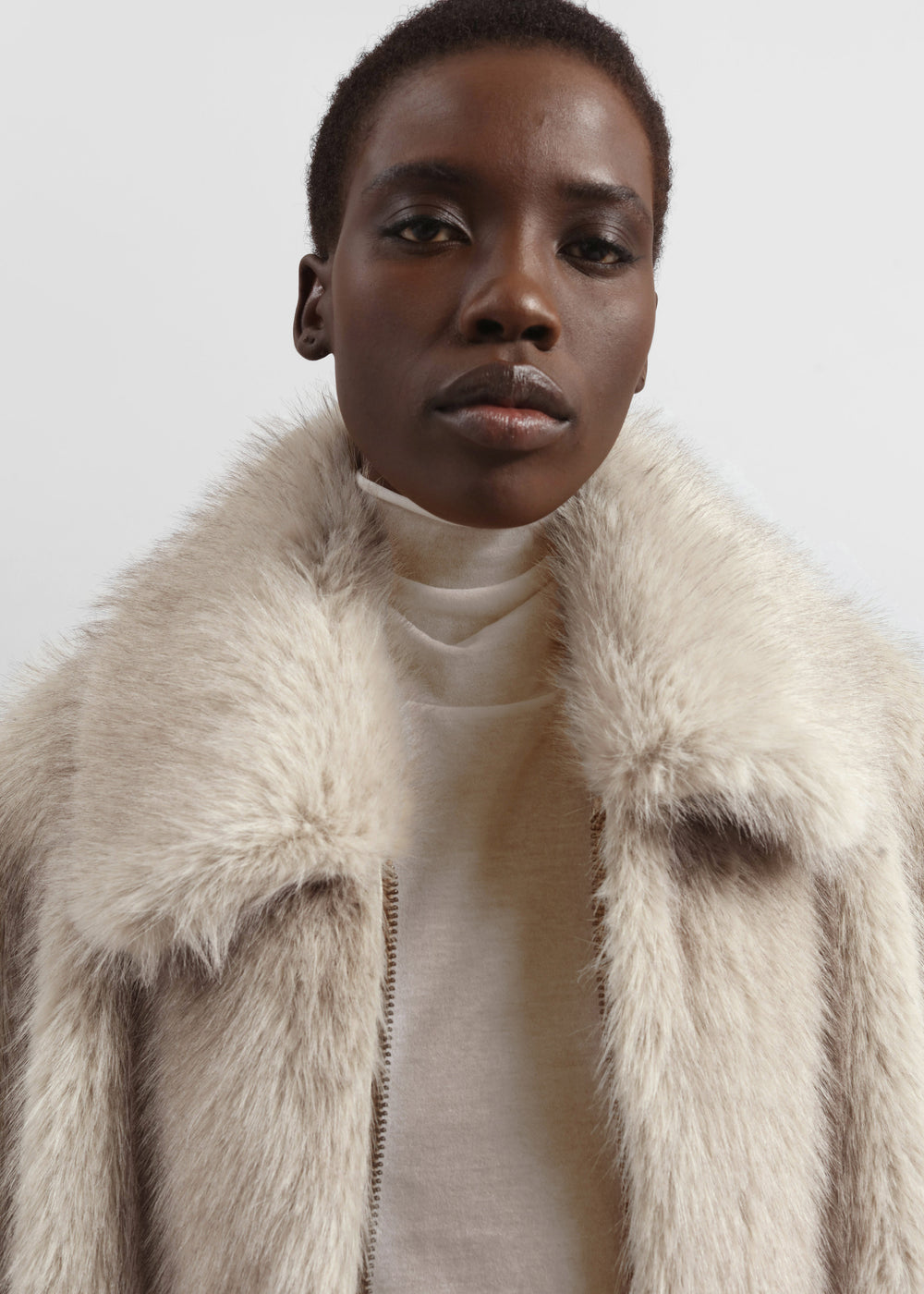 Hope Faux Fur Jacket - Beige - 1