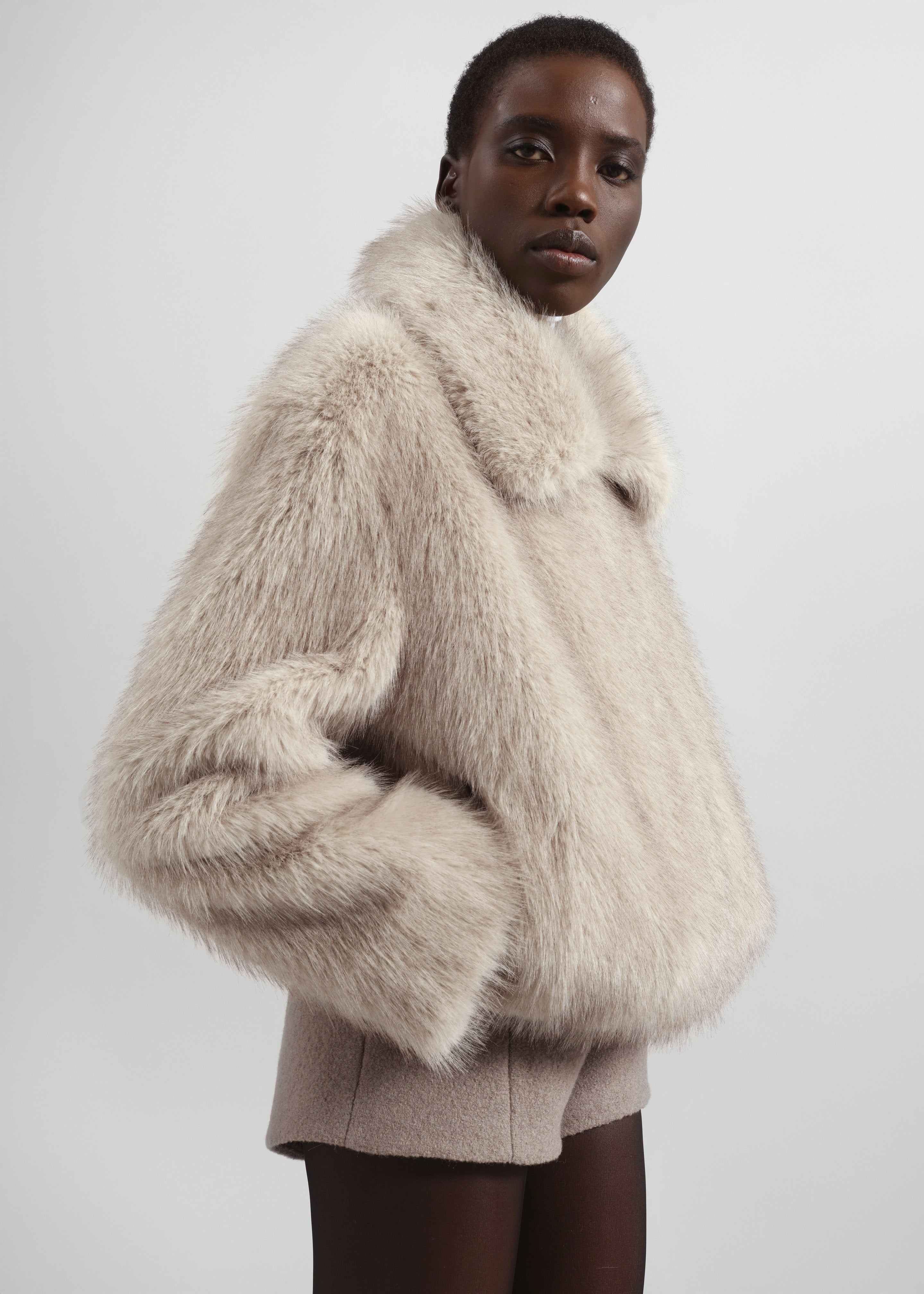 Hope Faux Fur Jacket - Beige - 8