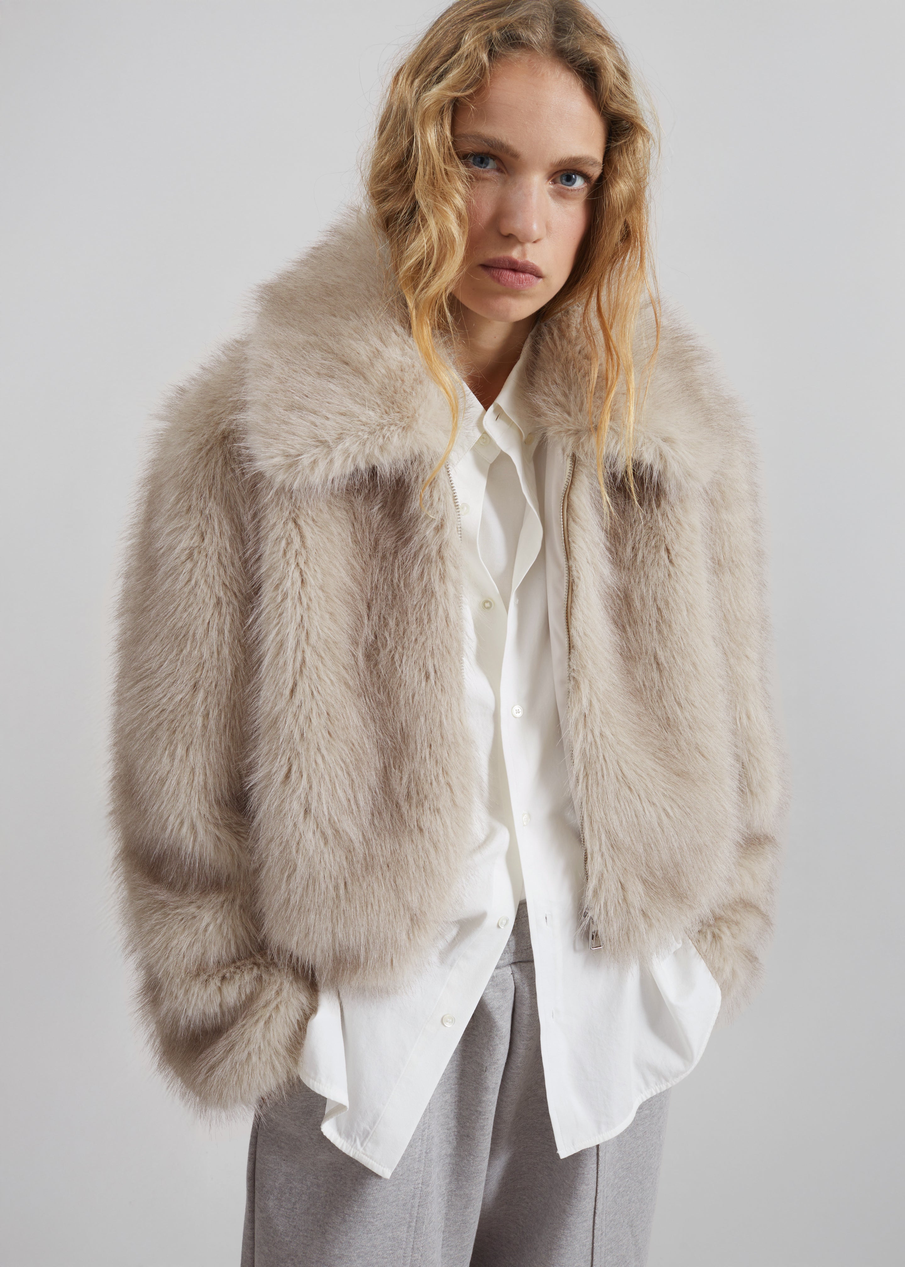 Hope Faux Fur Jacket - Beige - 1