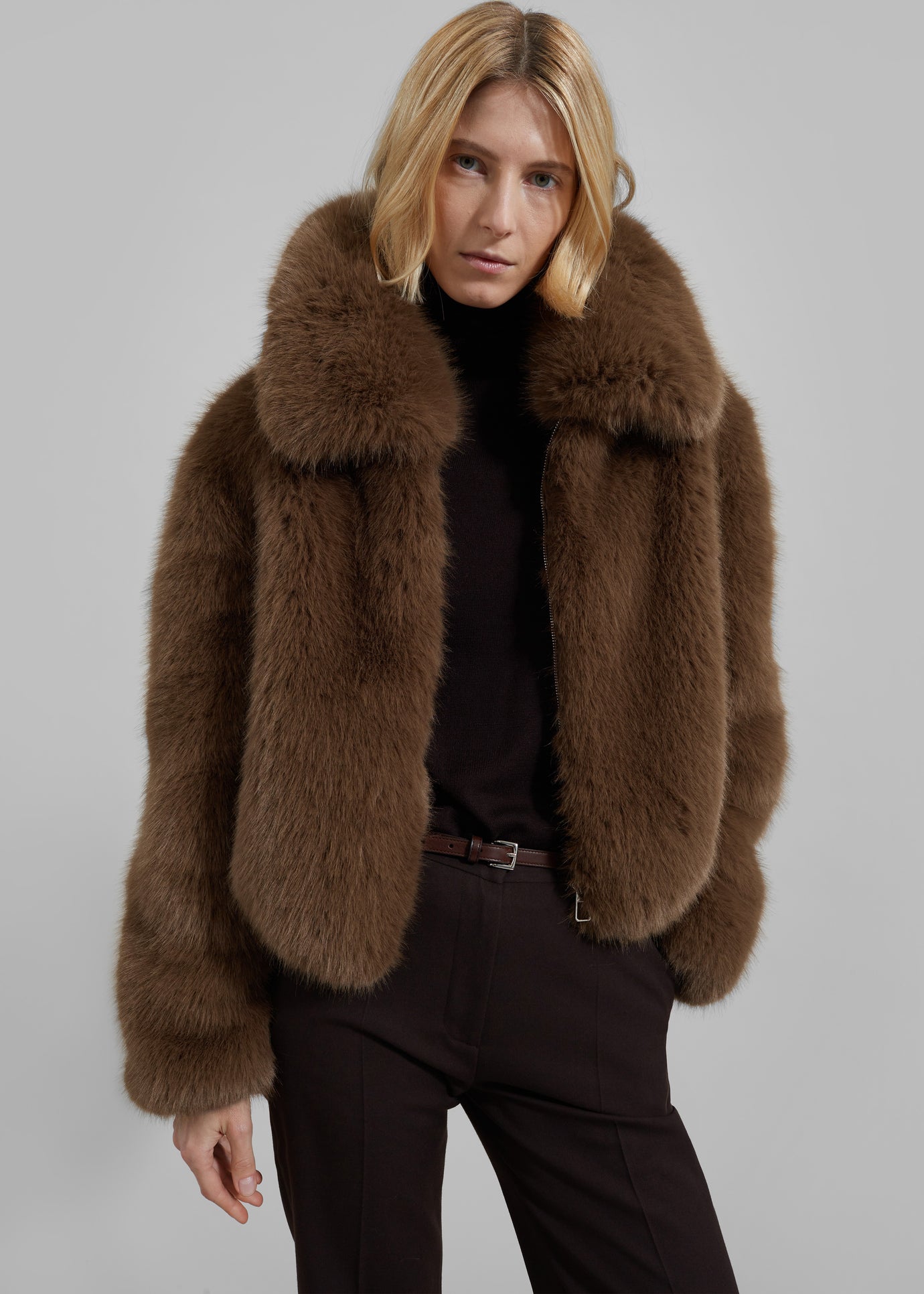 Hope Faux Fur Jacket - Brown – The Frankie Shop