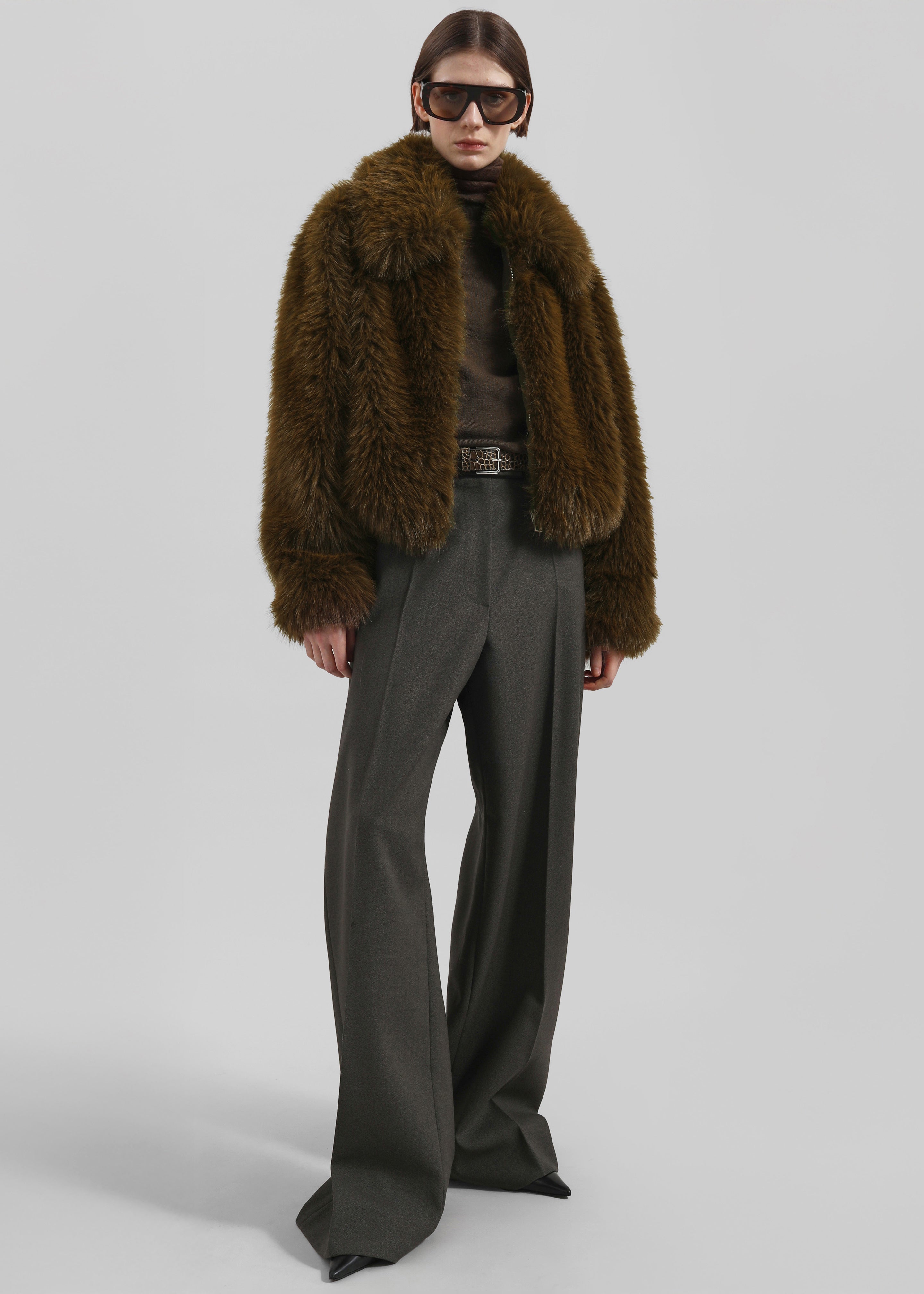 Hope Faux Fur Jacket - Moss Green – The Frankie Shop