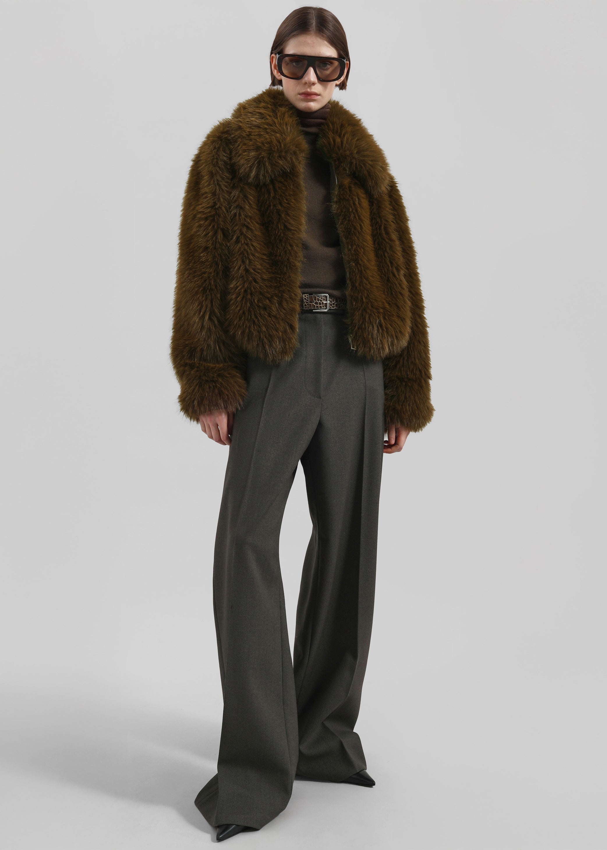 Shop the look image for Hope Faux Fur Jacket - Moss Green