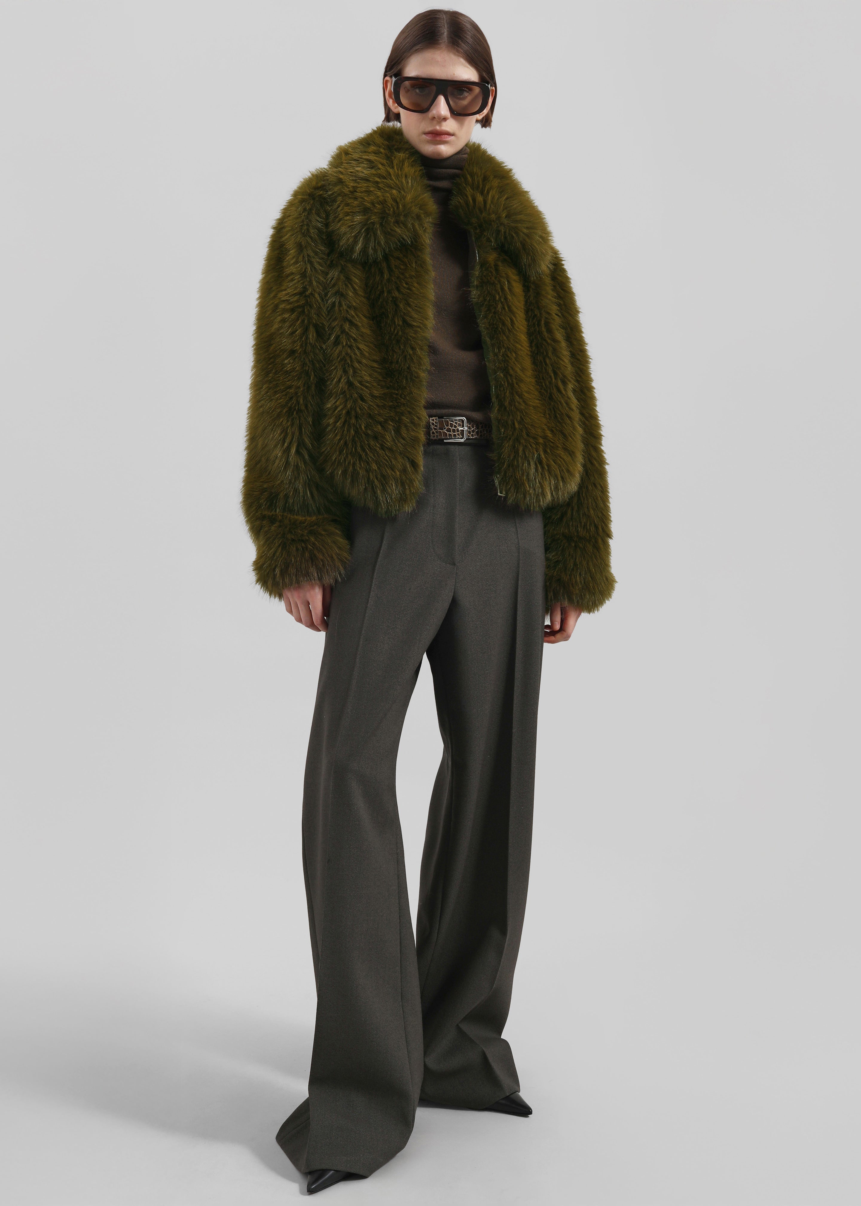 digne collarless jacket coat モスグリーン 中古・古着通販】digne (ディニュ) collarless jacket coat モス