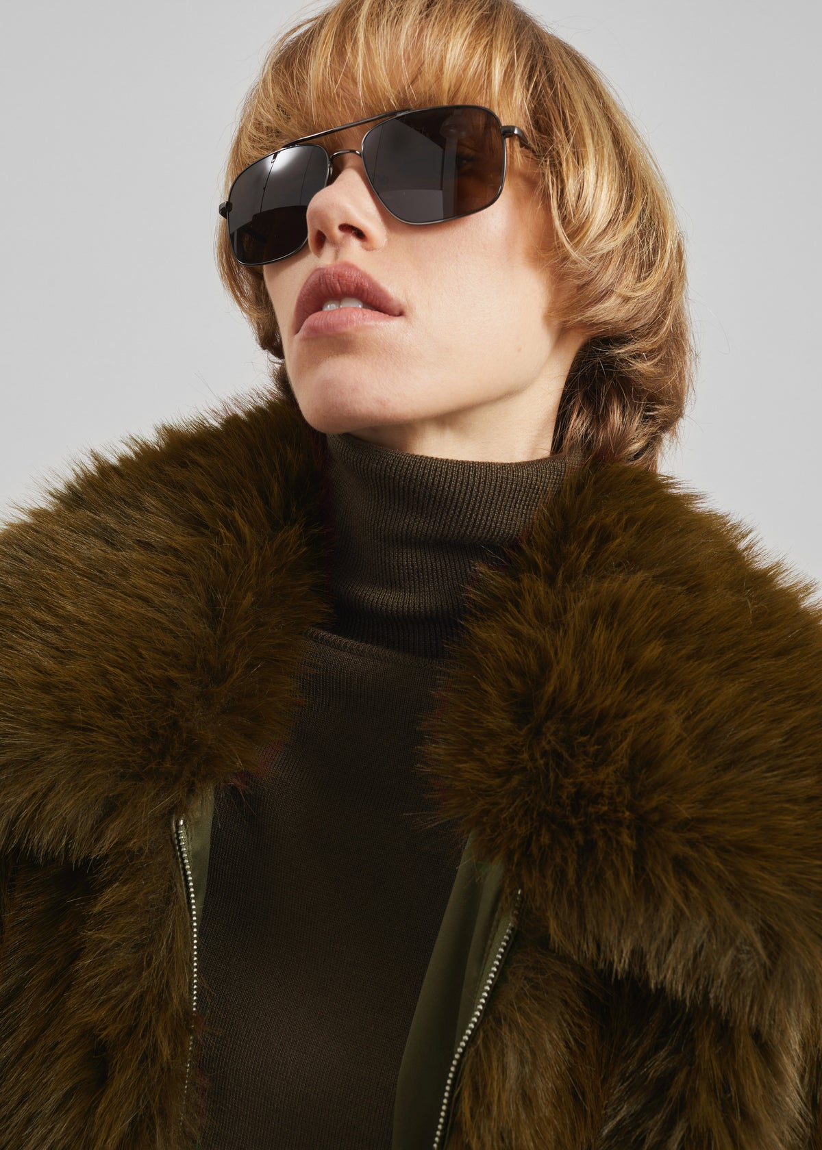 Hope Faux Fur Jacket - Moss Green - 4