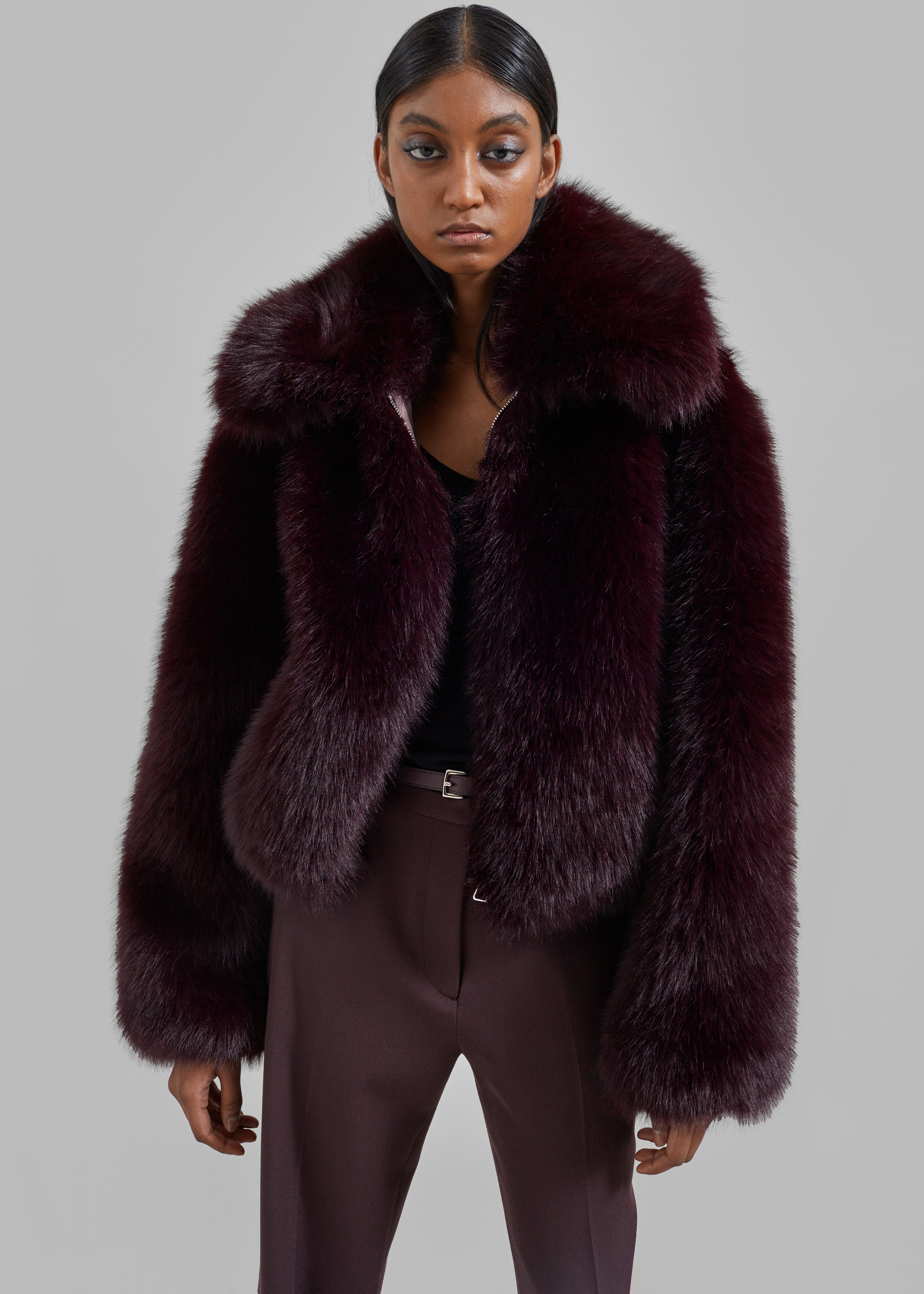 Hope Faux Fur Jacket - Plum - 7