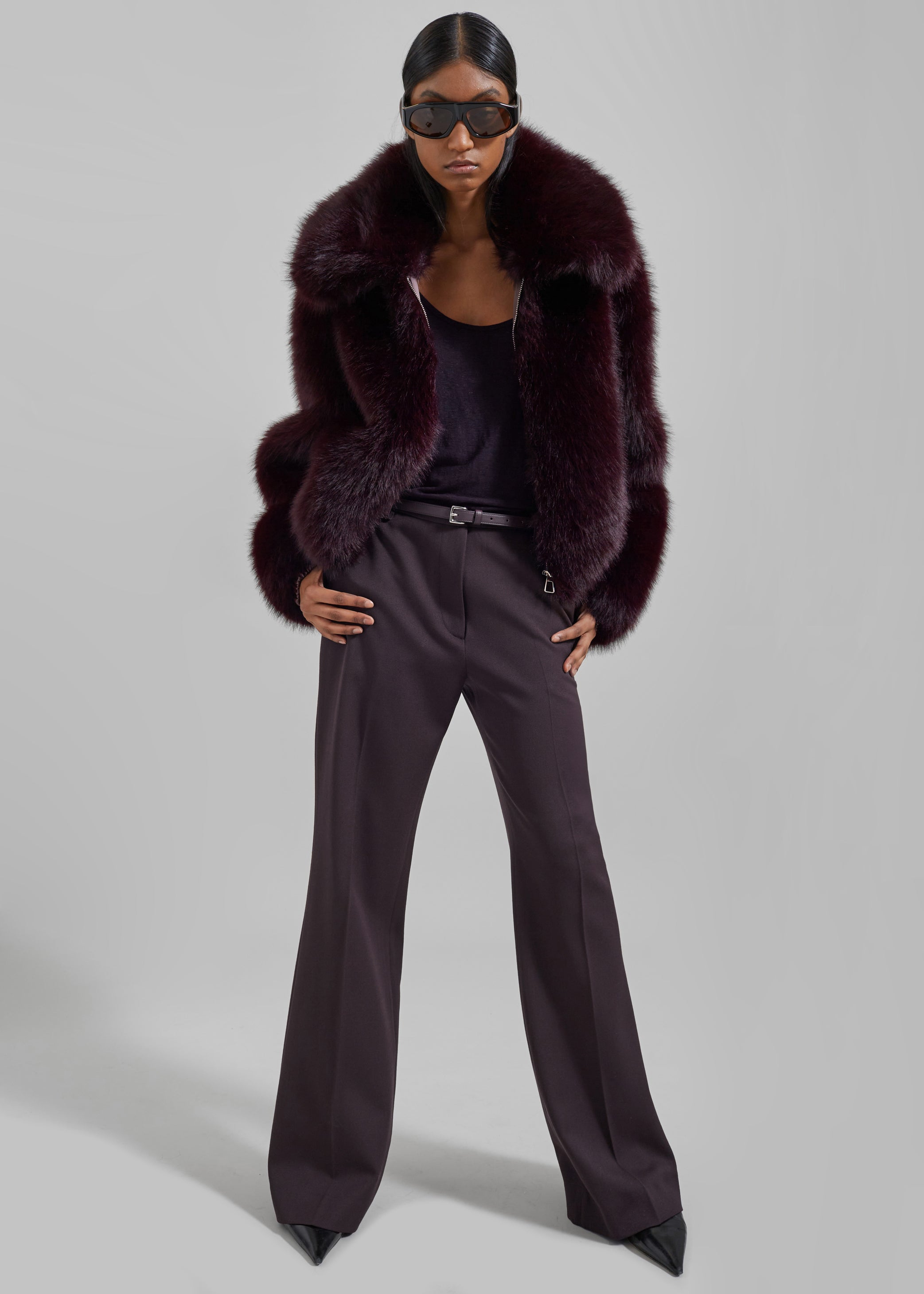 Shop the look image for Hope Faux Fur Jacket - Dark Plum