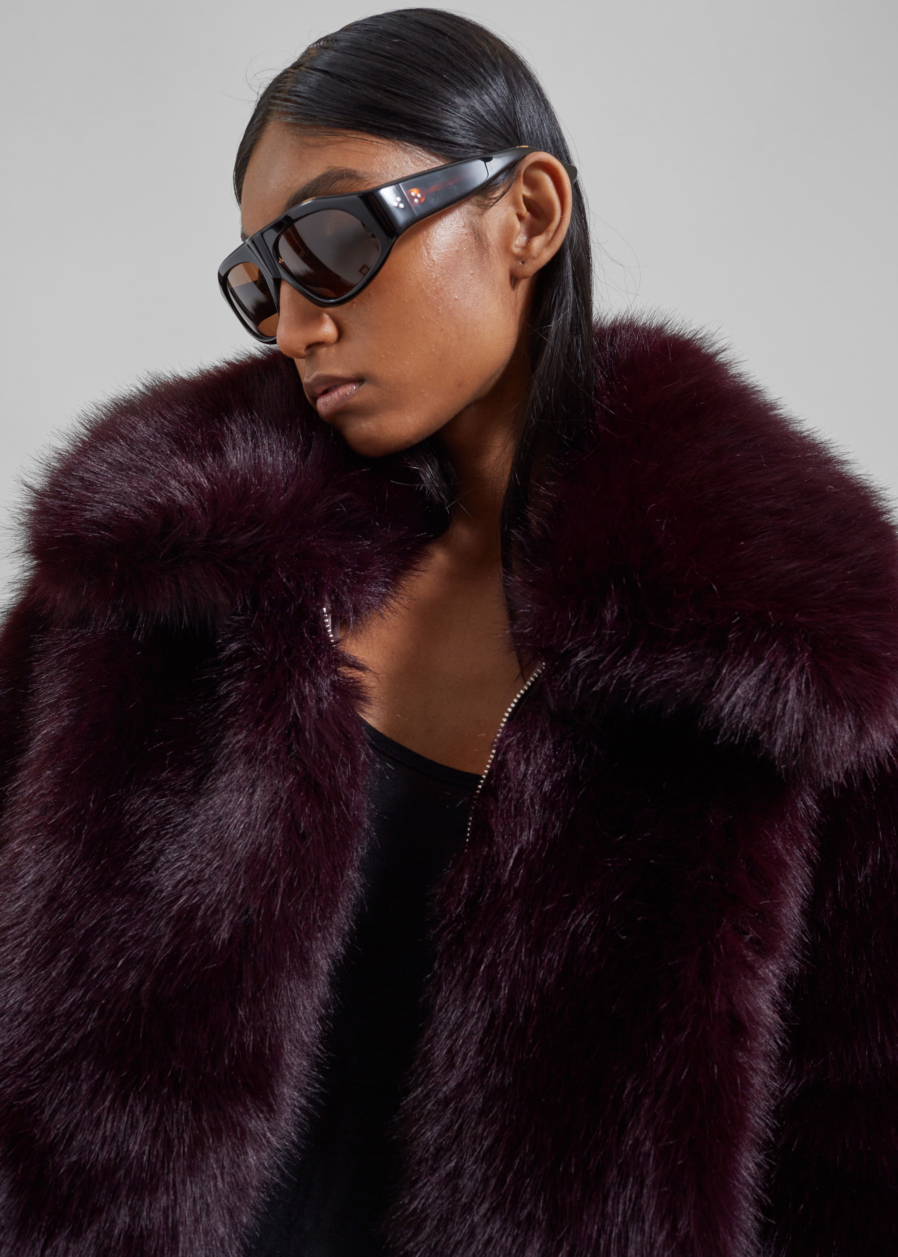 Hope Faux Fur Jacket - Plum - 5