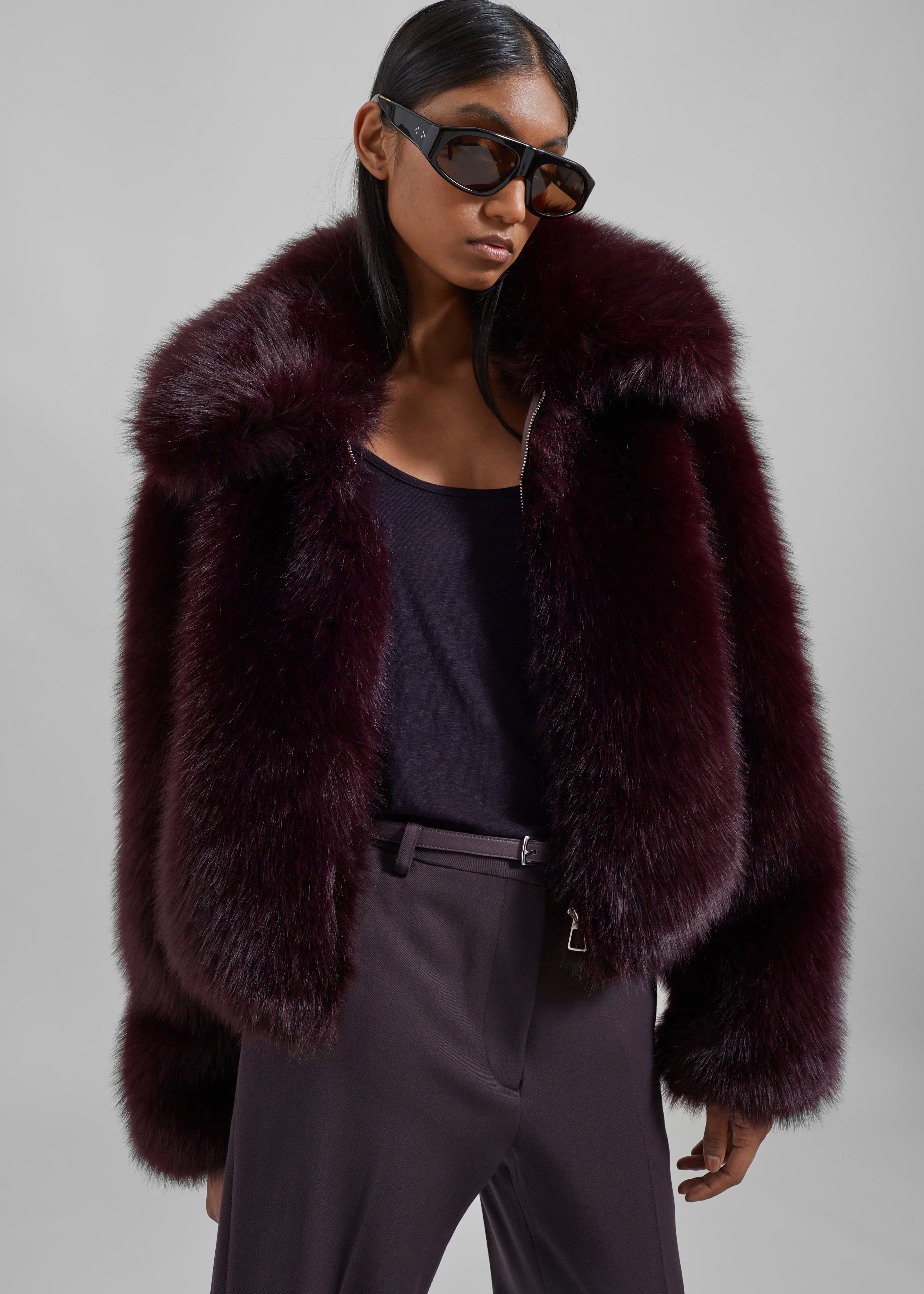 Hope Faux Fur Jacket - Plum - 2