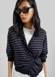 Hossegor Fine Knit Cardigan - Navy/White Stripe
