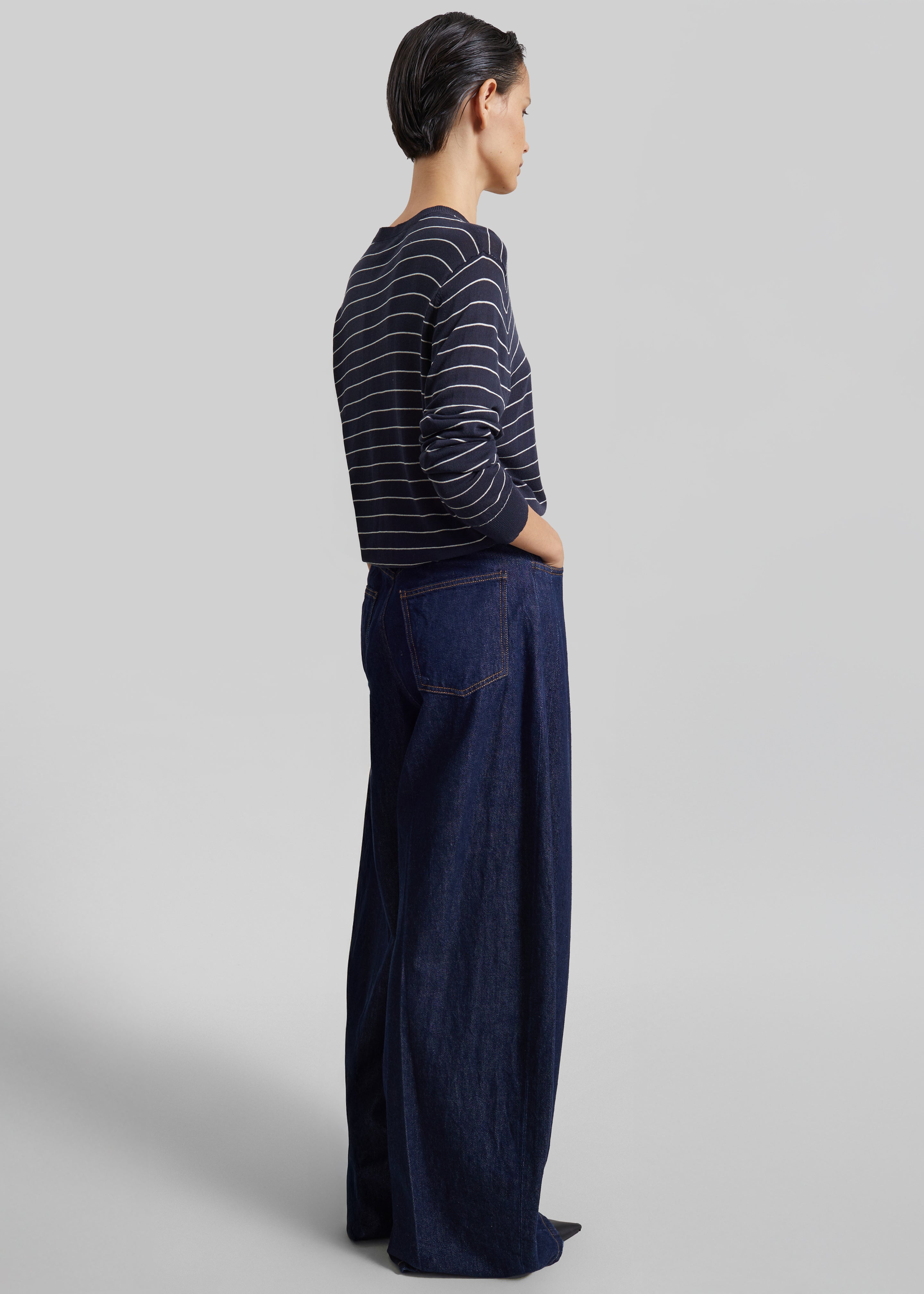 Hossegor Fine Knit Cardigan - Navy/White Stripe - 6
