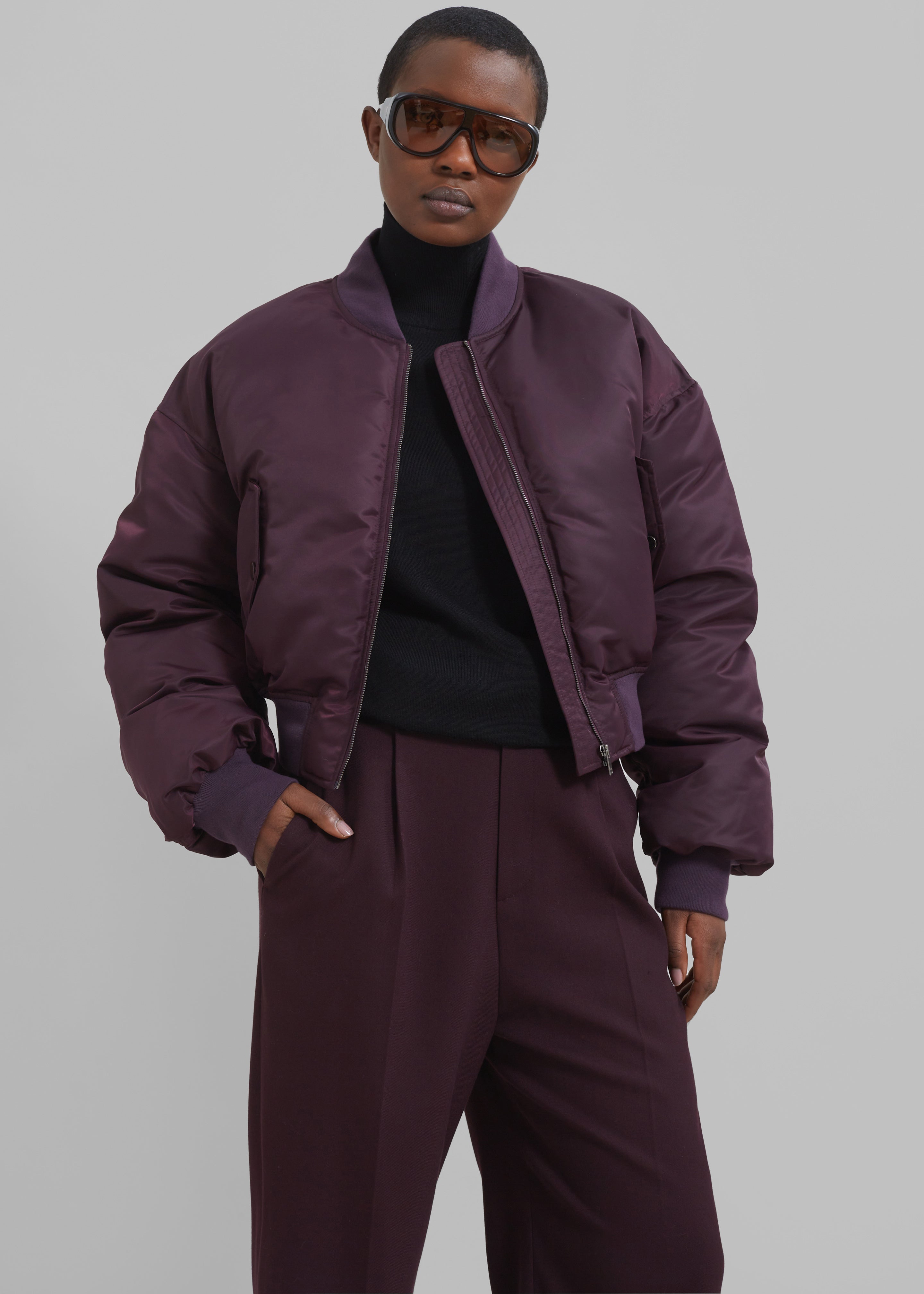 Houghton Cropped Bomber - Prune - 3