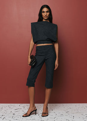 Christopher Esber Banyan Bias Top - Tropical Charcoal Marle
