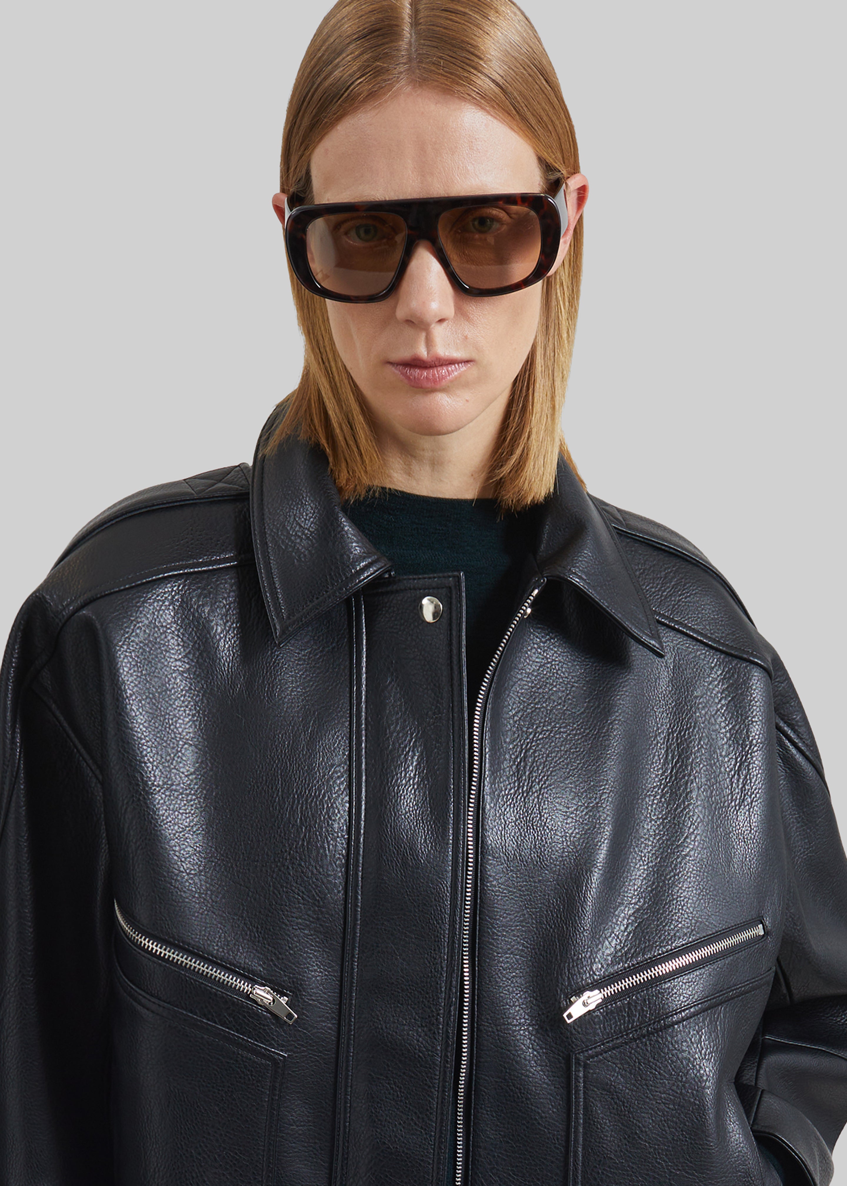 Hudson Faux Leather Bomber Jacket - Black - 4