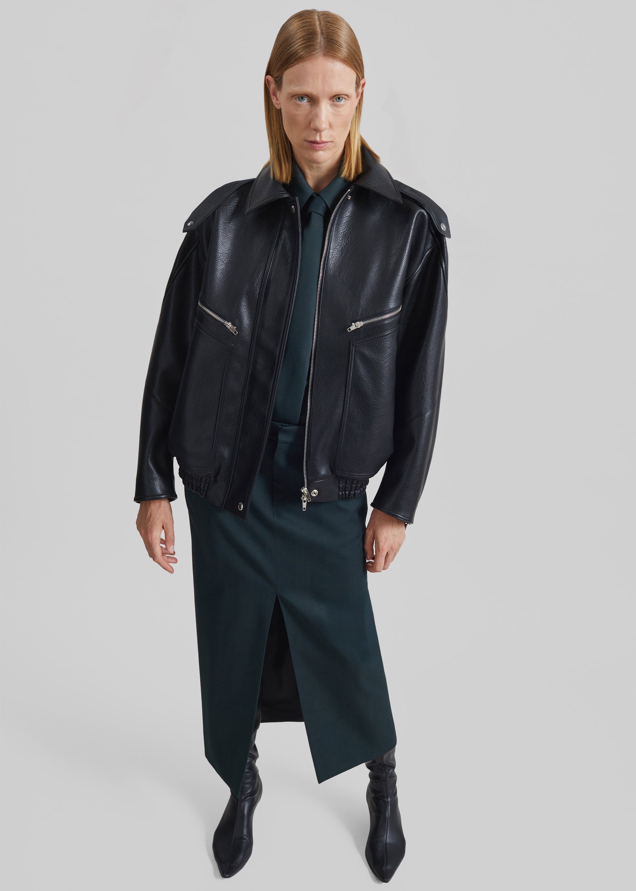 Shop the look image for Hudson Faux Leather Bomber Jacket - Black