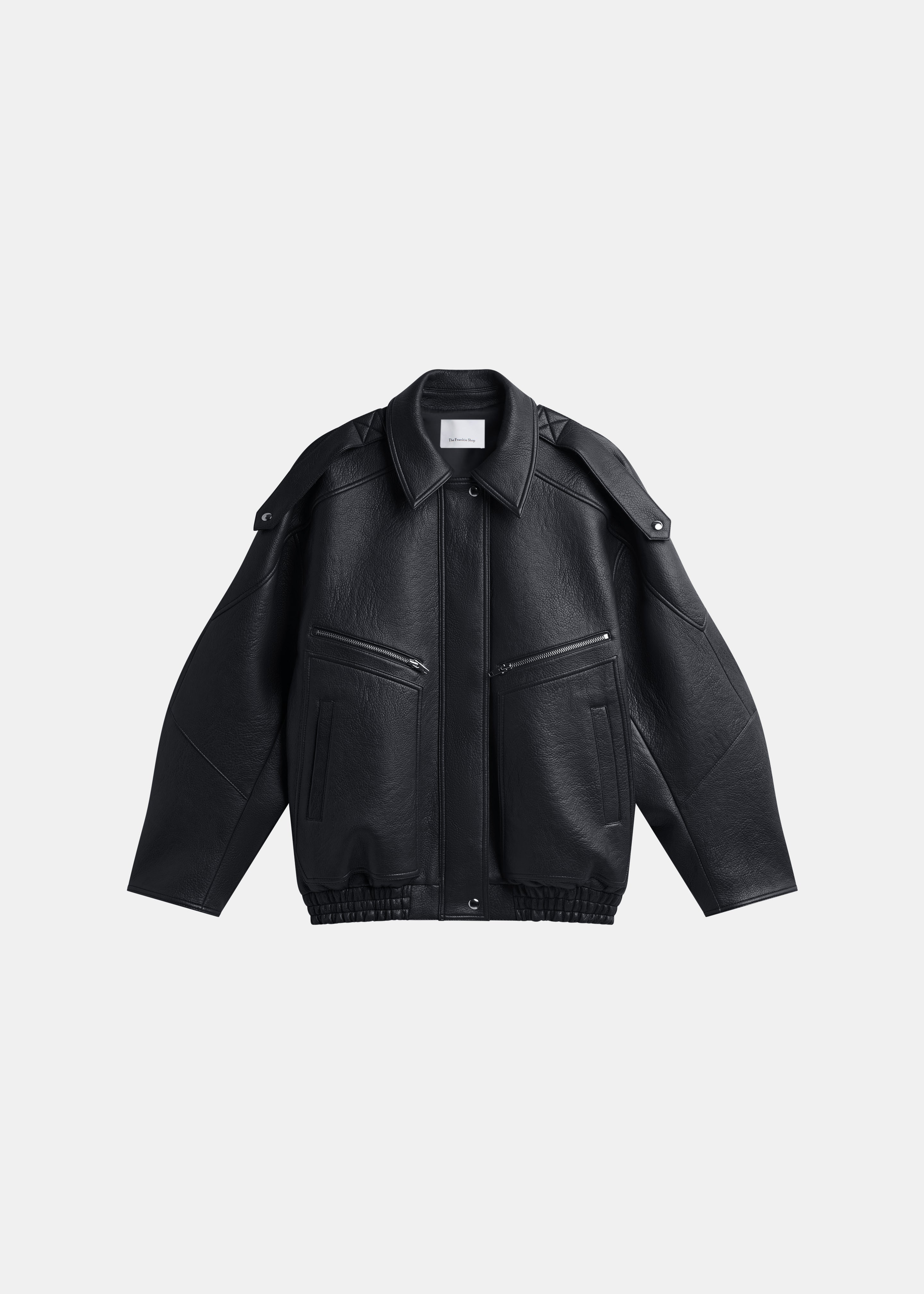 Hudson Faux Leather Bomber Jacket - Black - 7