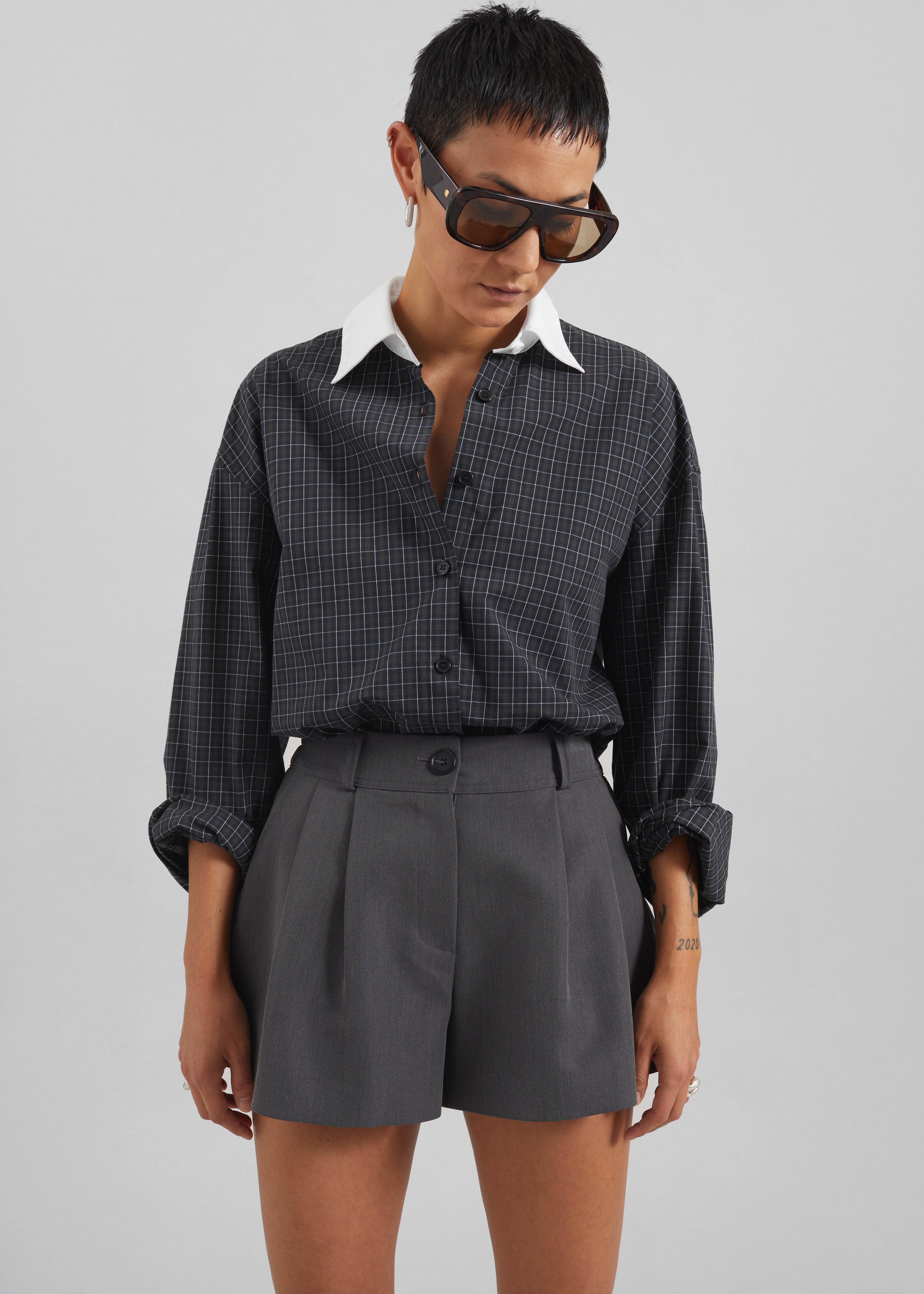 Hylan Checked Shirt - Dark Grey - 9