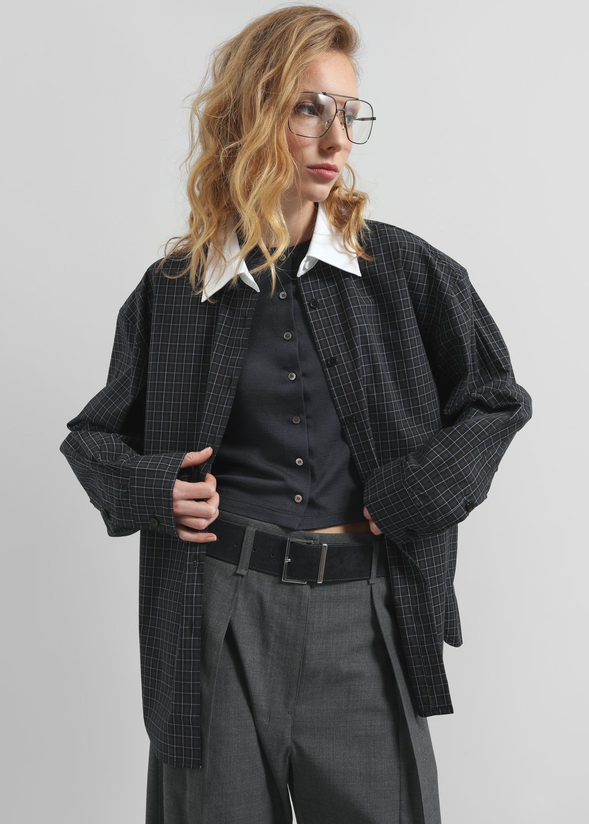 Hylan Checked Shirt - Dark Grey - 1