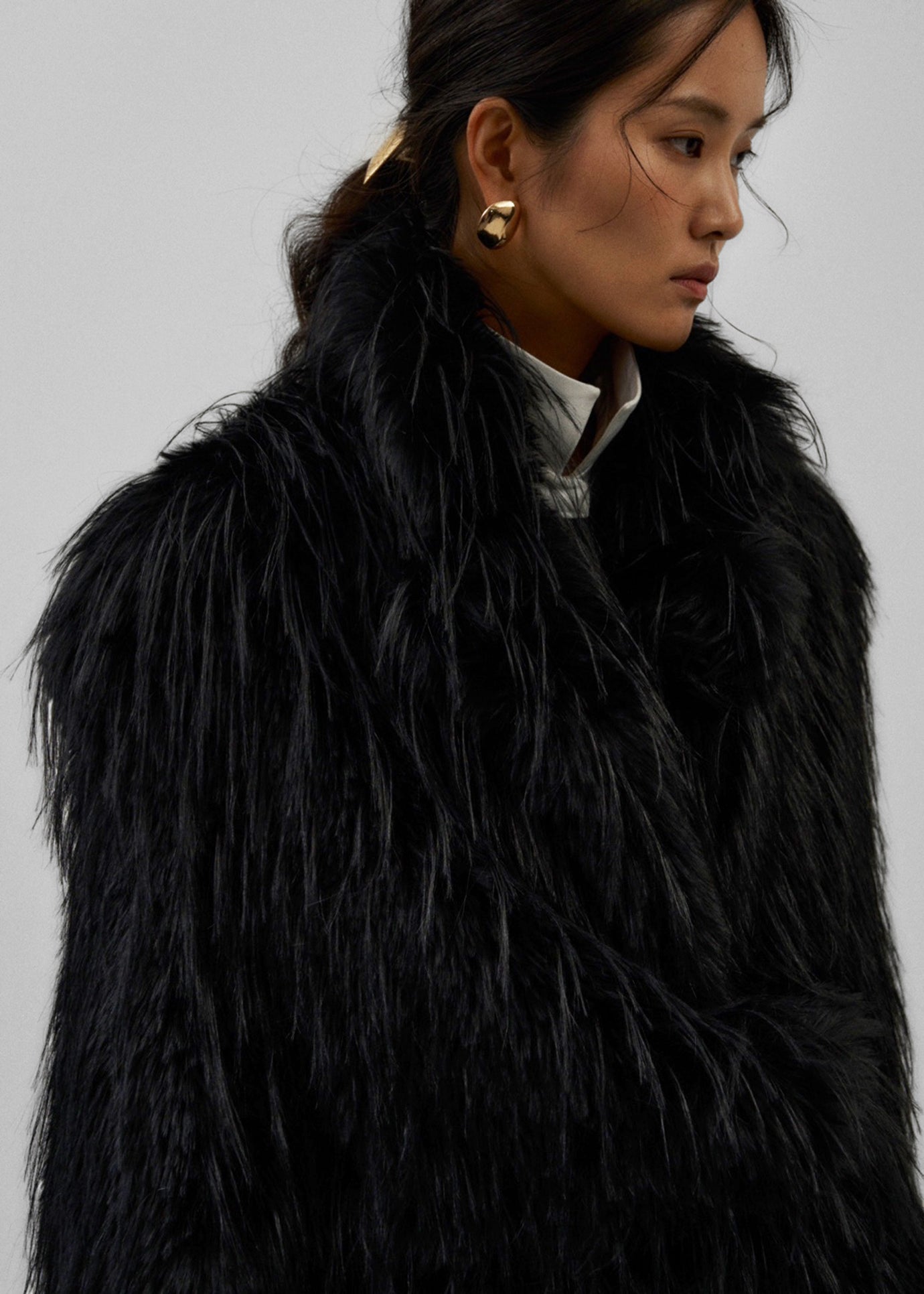 Hythe Faux Fur Coat - Black - 1