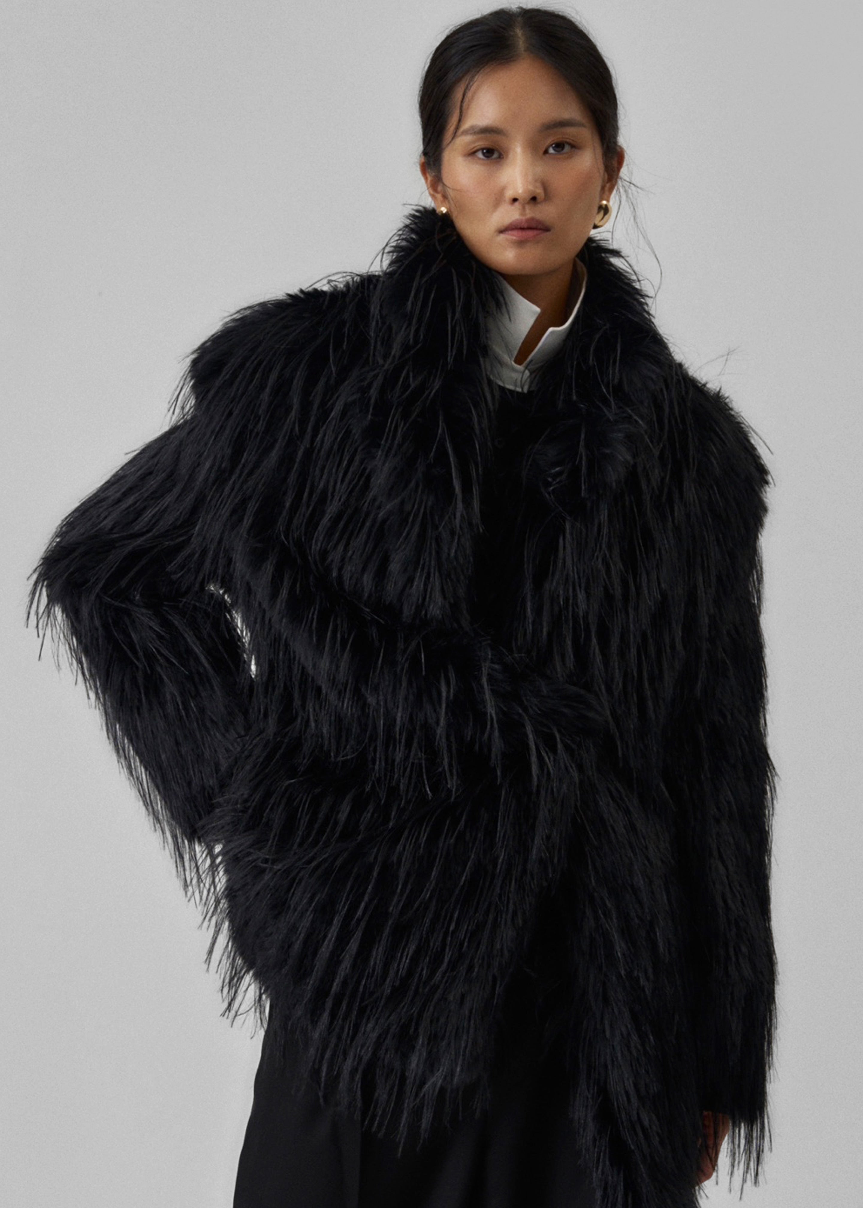 Hythe Faux Fur Coat - Black - 3