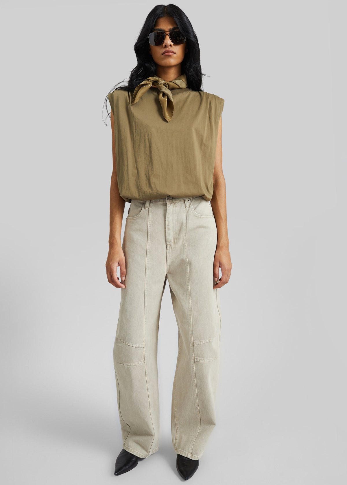 Idre Barrel Leg Jeans - Beige - 1
