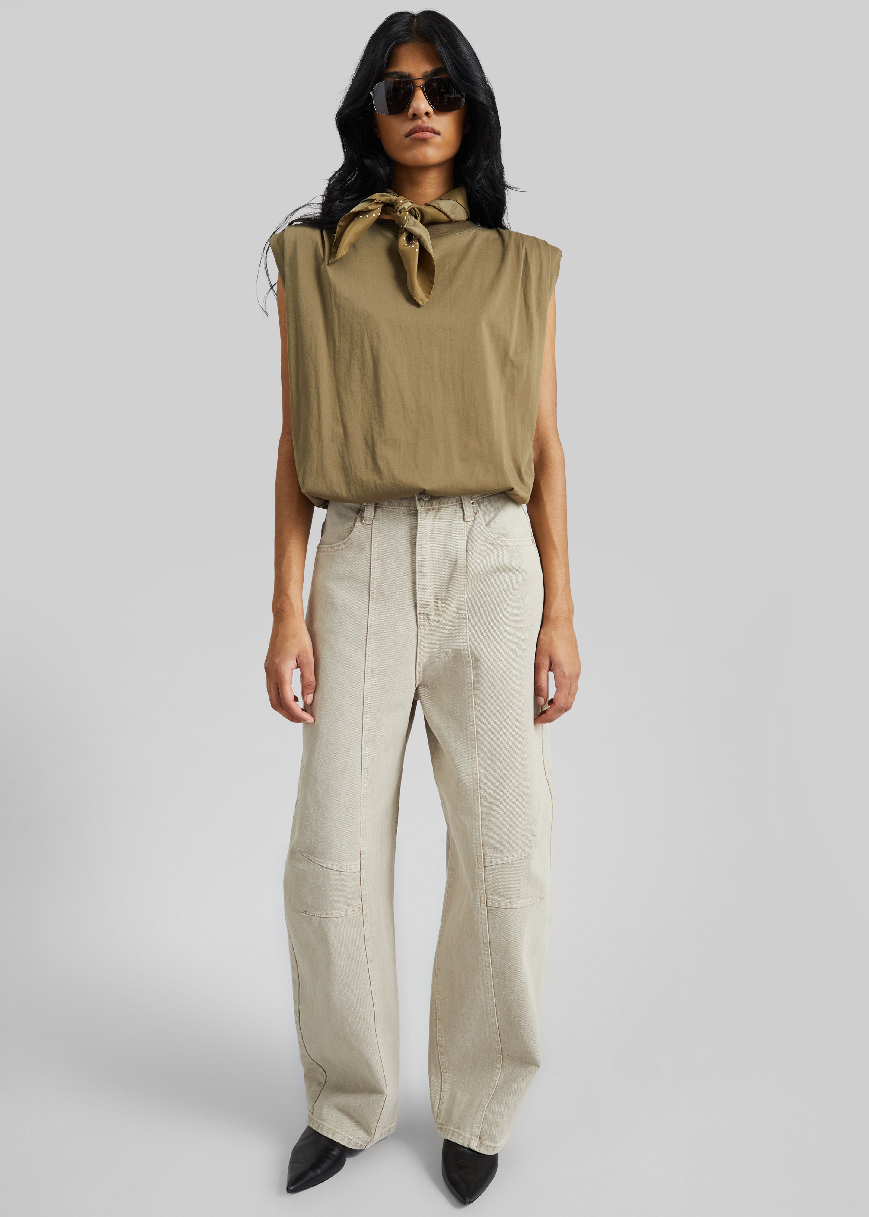 Idre Barrel Leg Jeans - Beige - 1