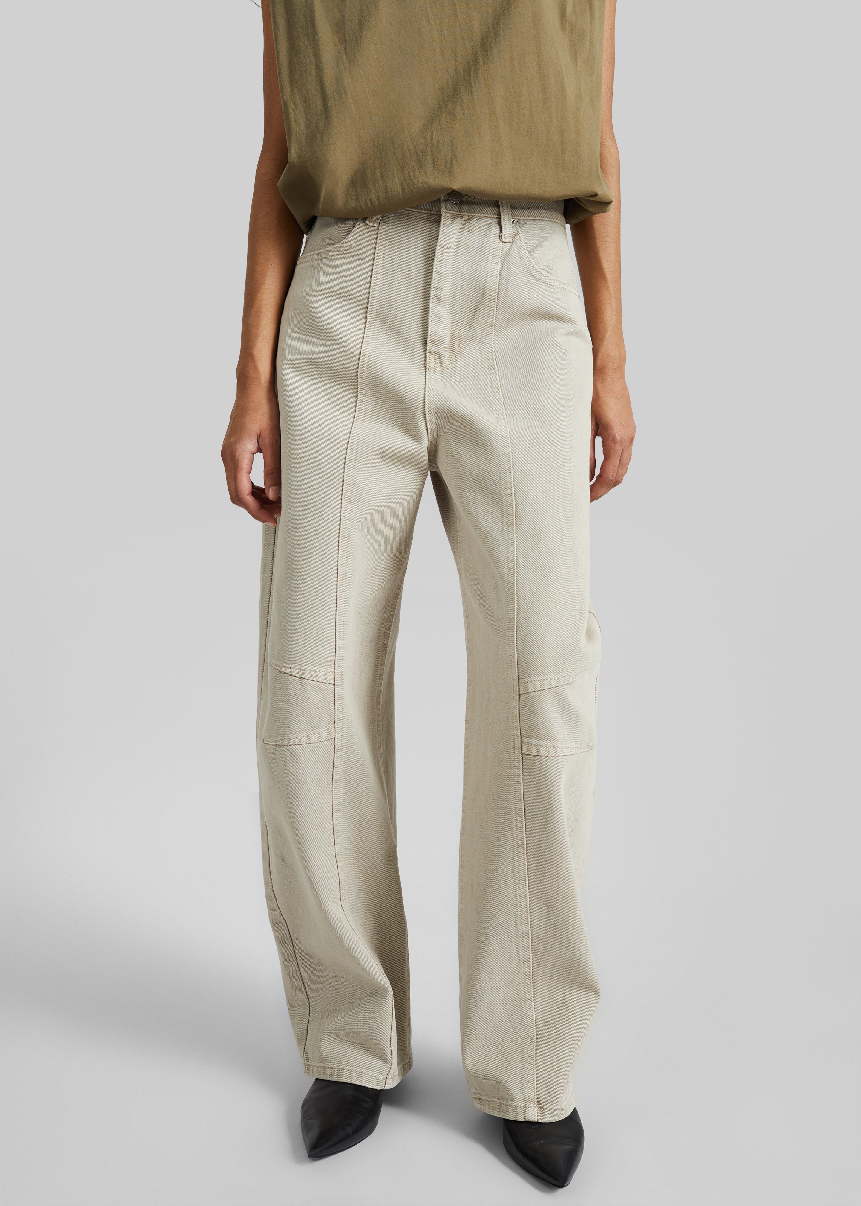 Idre Barrel Leg Jeans - Beige - 2