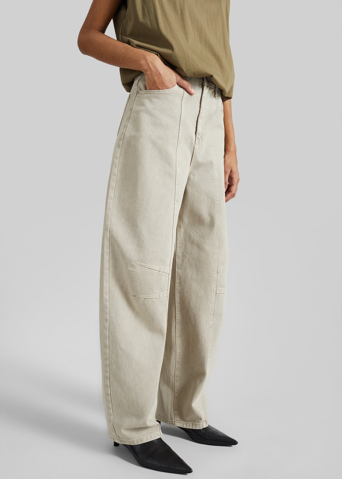 Idre Barrel Leg Jeans - Beige - 4