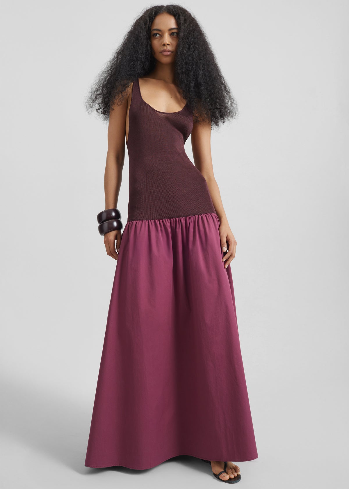 Iliya Drop Waist Maxi Dress - Burgundy - XS - The Frankie Shop