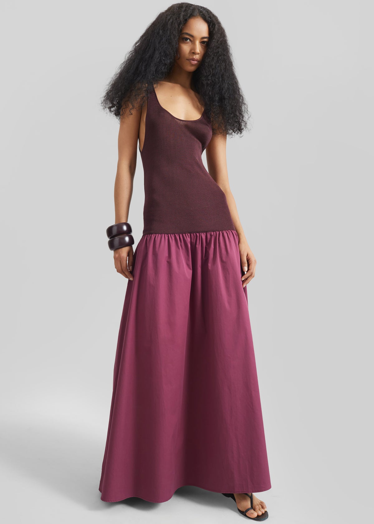 Iliya Drop Waist Maxi Dress - Burgundy - XS - The Frankie Shop