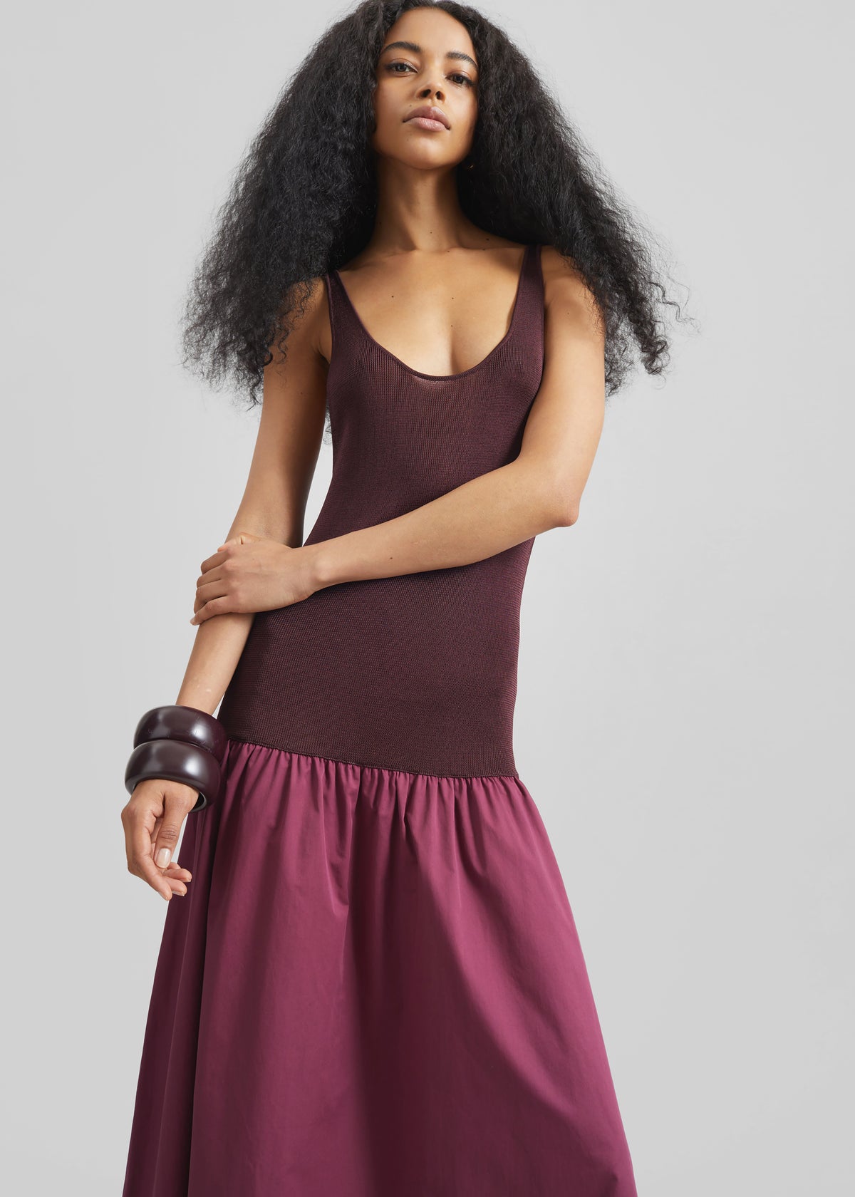 Iliya Drop Waist Maxi Dress - Burgundy - 2