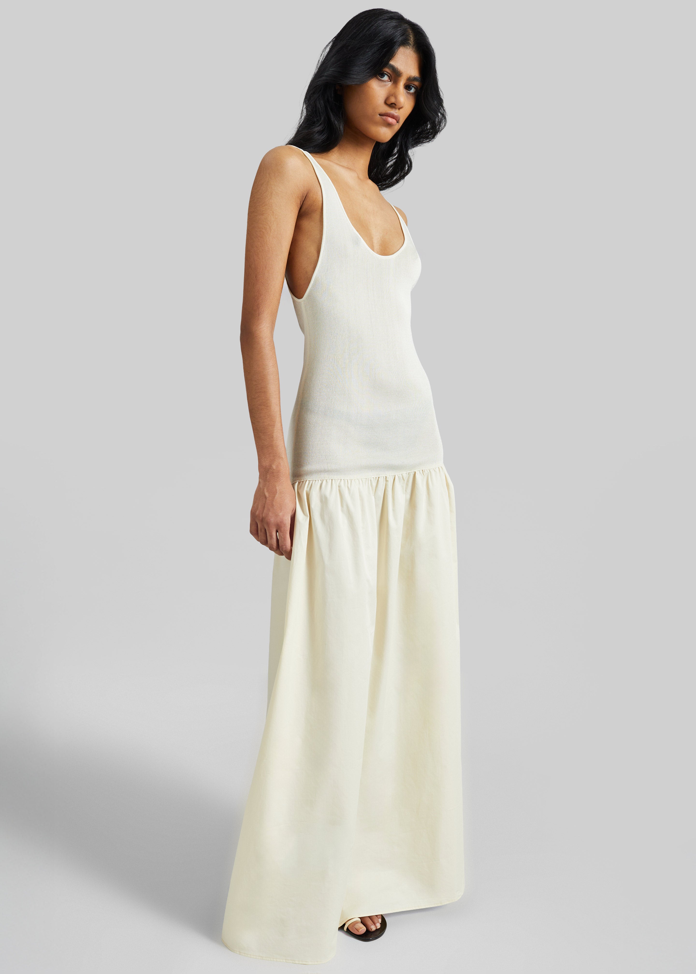 Iliya Drop Waist Maxi Dress - Cream - M - The Frankie Shop