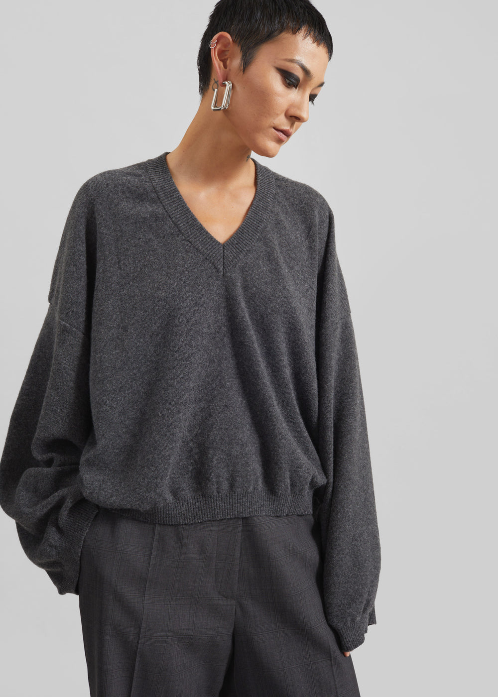 Ilston V-Neck Sweater - Grey - 1