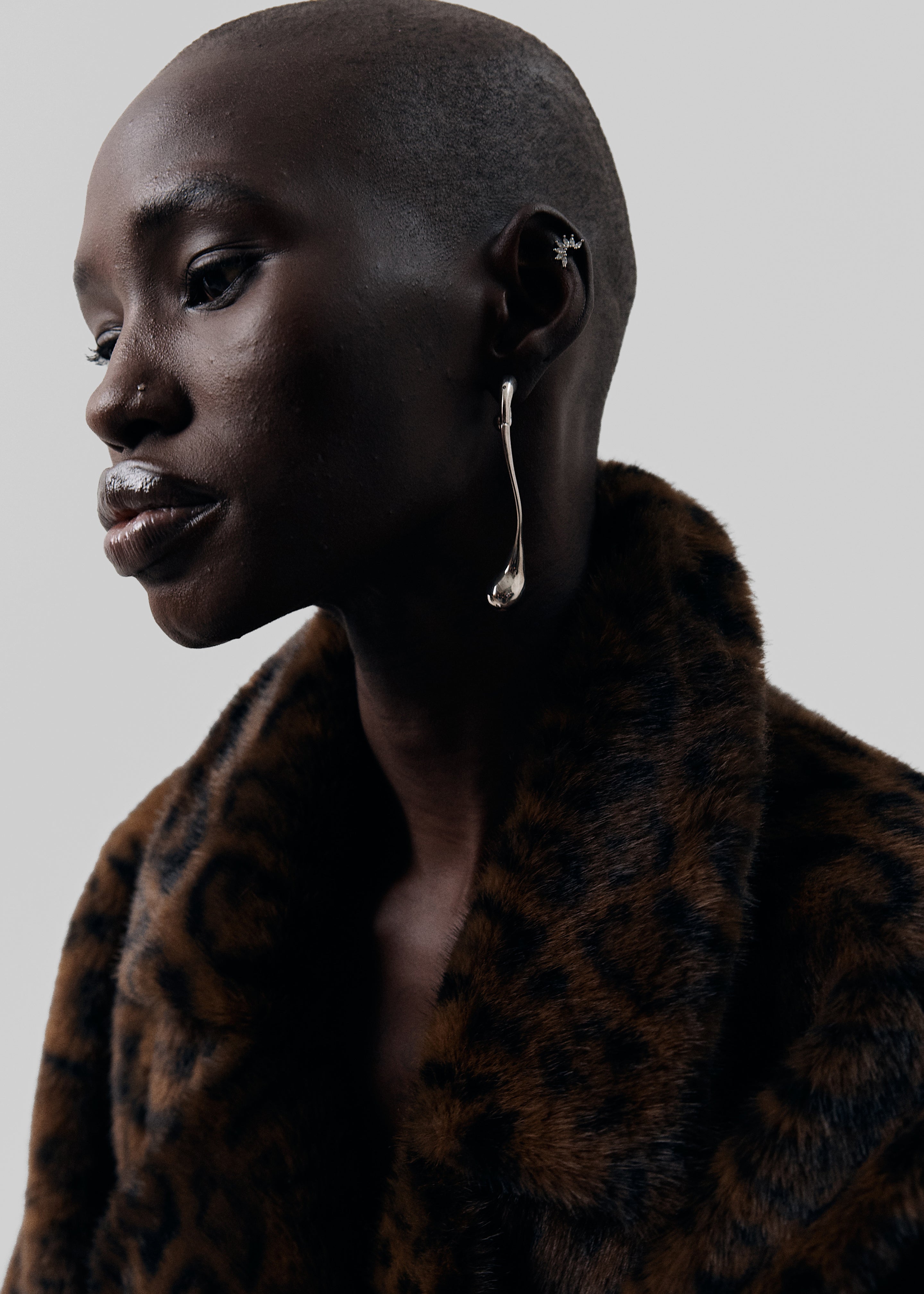 Cadence Faux Fur Long Coat - Leopard Brown - 7