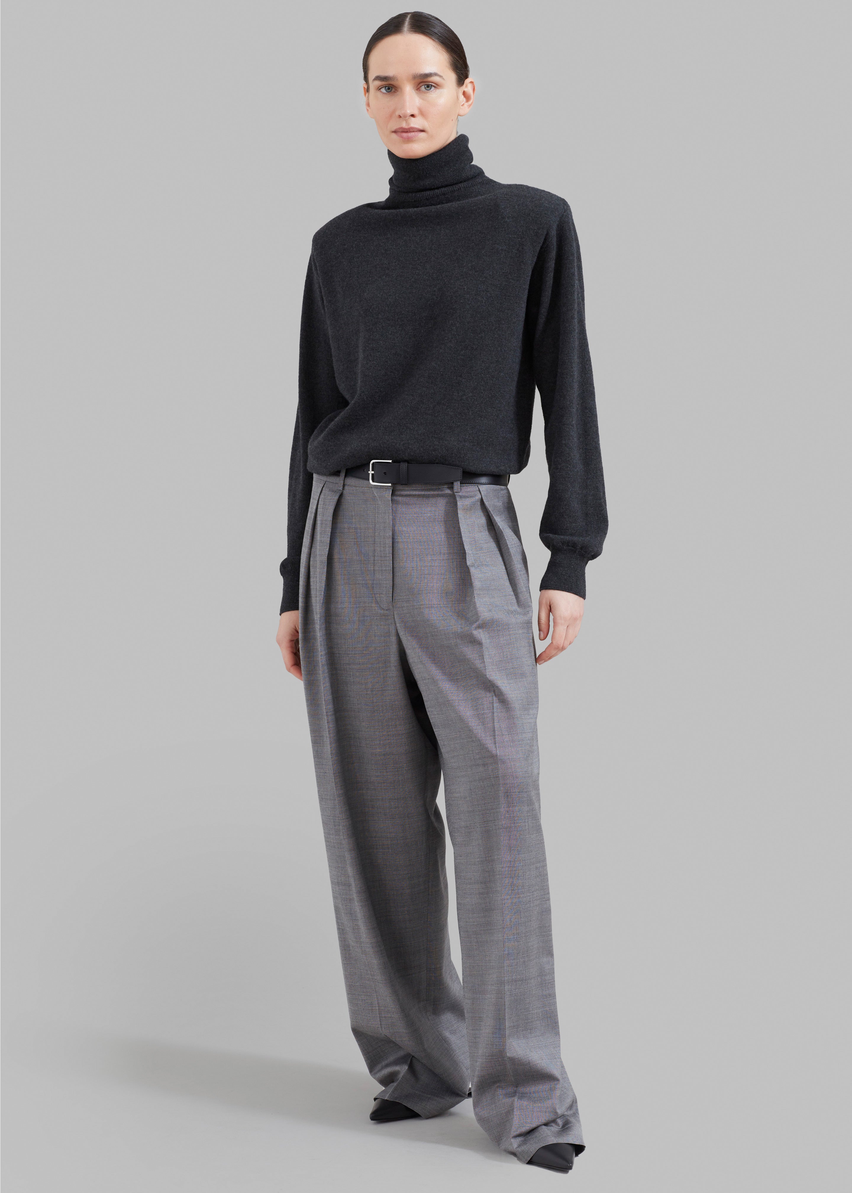 Ines Thin Padded Turtleneck - Charcoal - 5