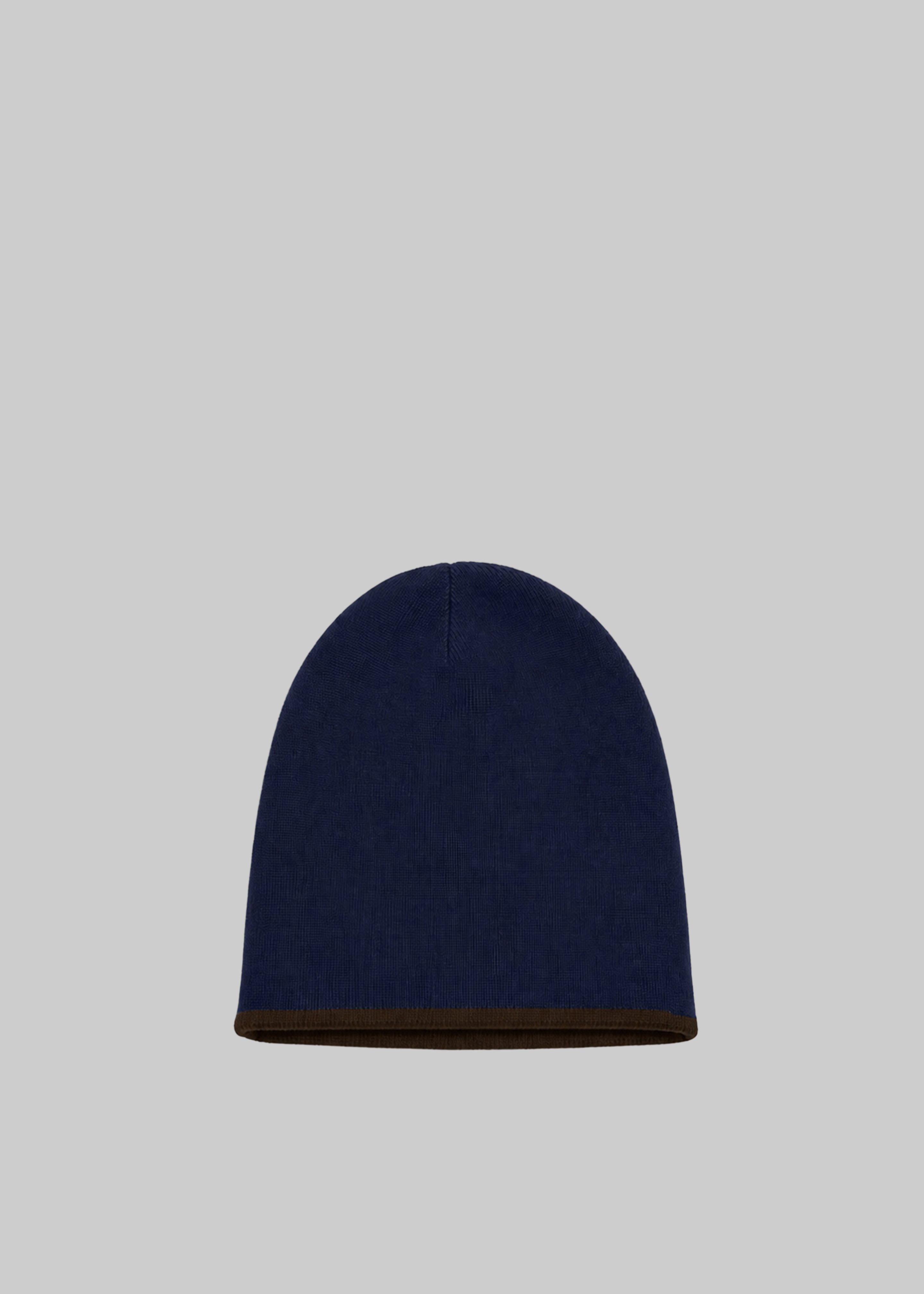 Inko Cashmere Reversible Beanie - Brown/Navy - 1