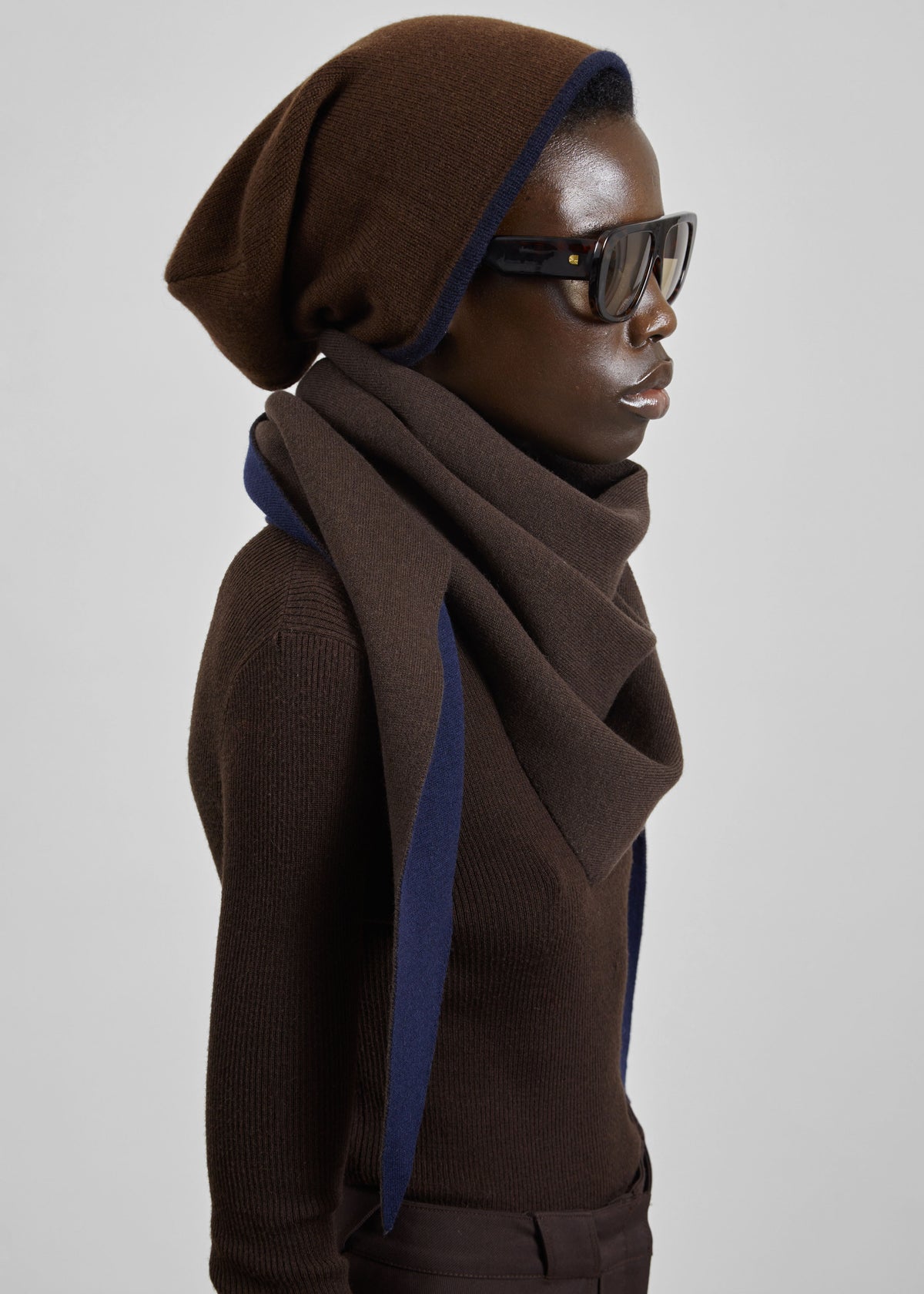 Inko Cashmere Reversible Beanie - Brown/Navy - 2