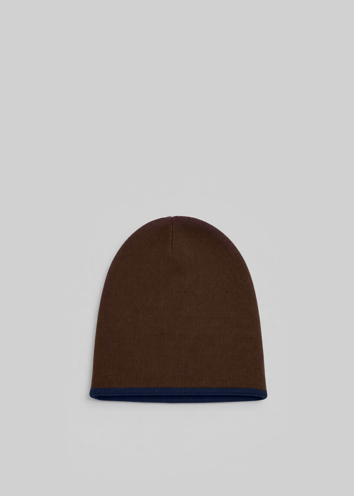 Inko Cashmere Reversible Beanie - Brown/Navy - 4